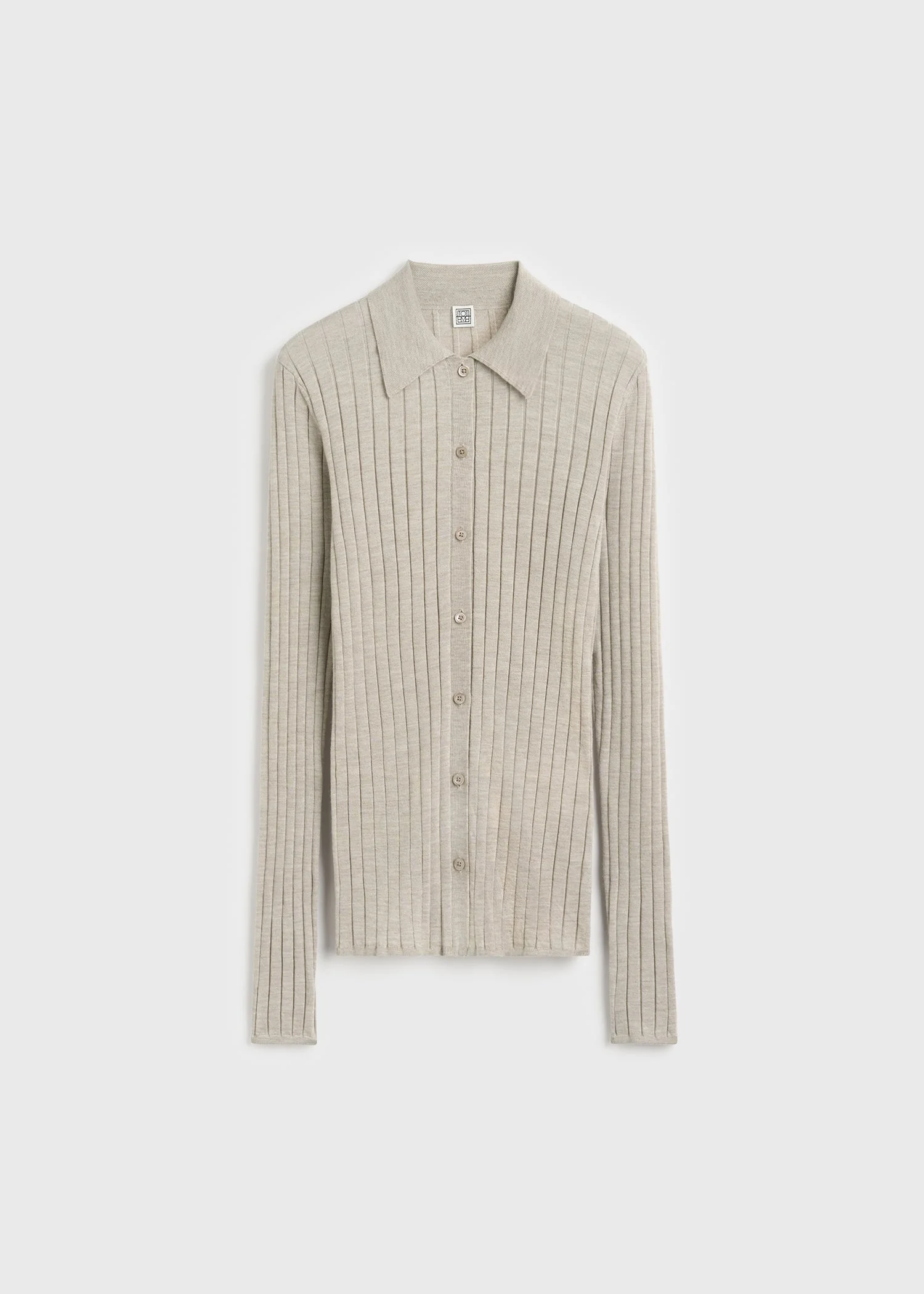 Slim ribbed shirt oat melange - 1