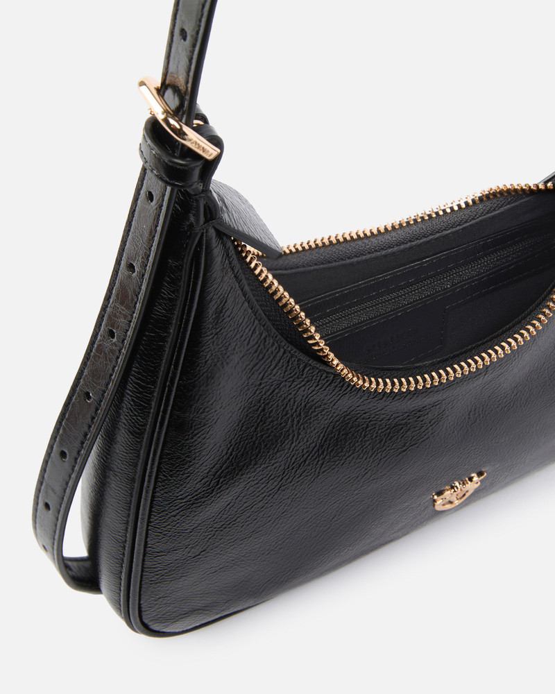 MISS PINKO MINI HOBO SHOULDER BAG IN SHINY LEATHER 4