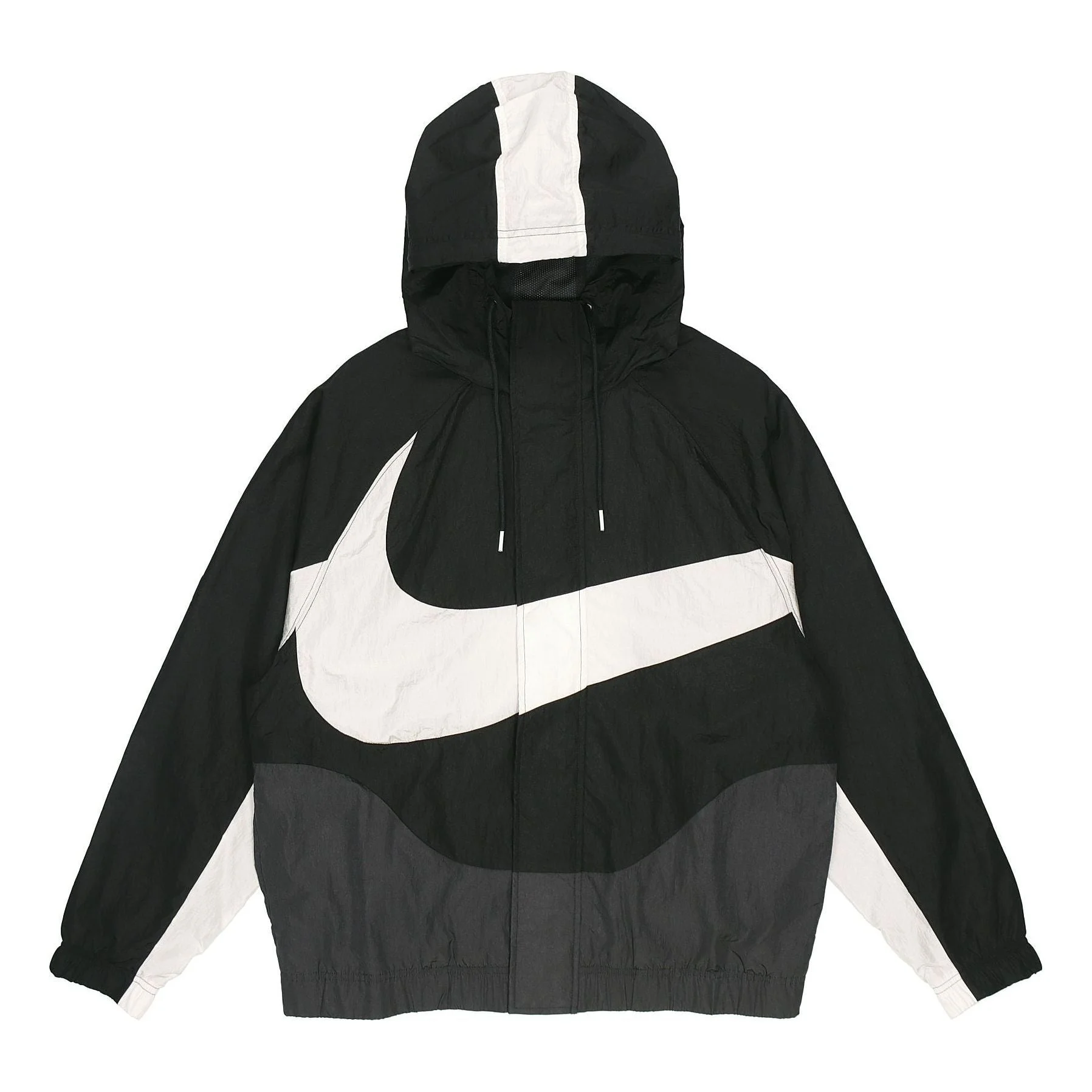 Men's Nike Sportswear Swoosh Hooded Woven Large Logo Jacket Autumn Black DD5968-010 - 1