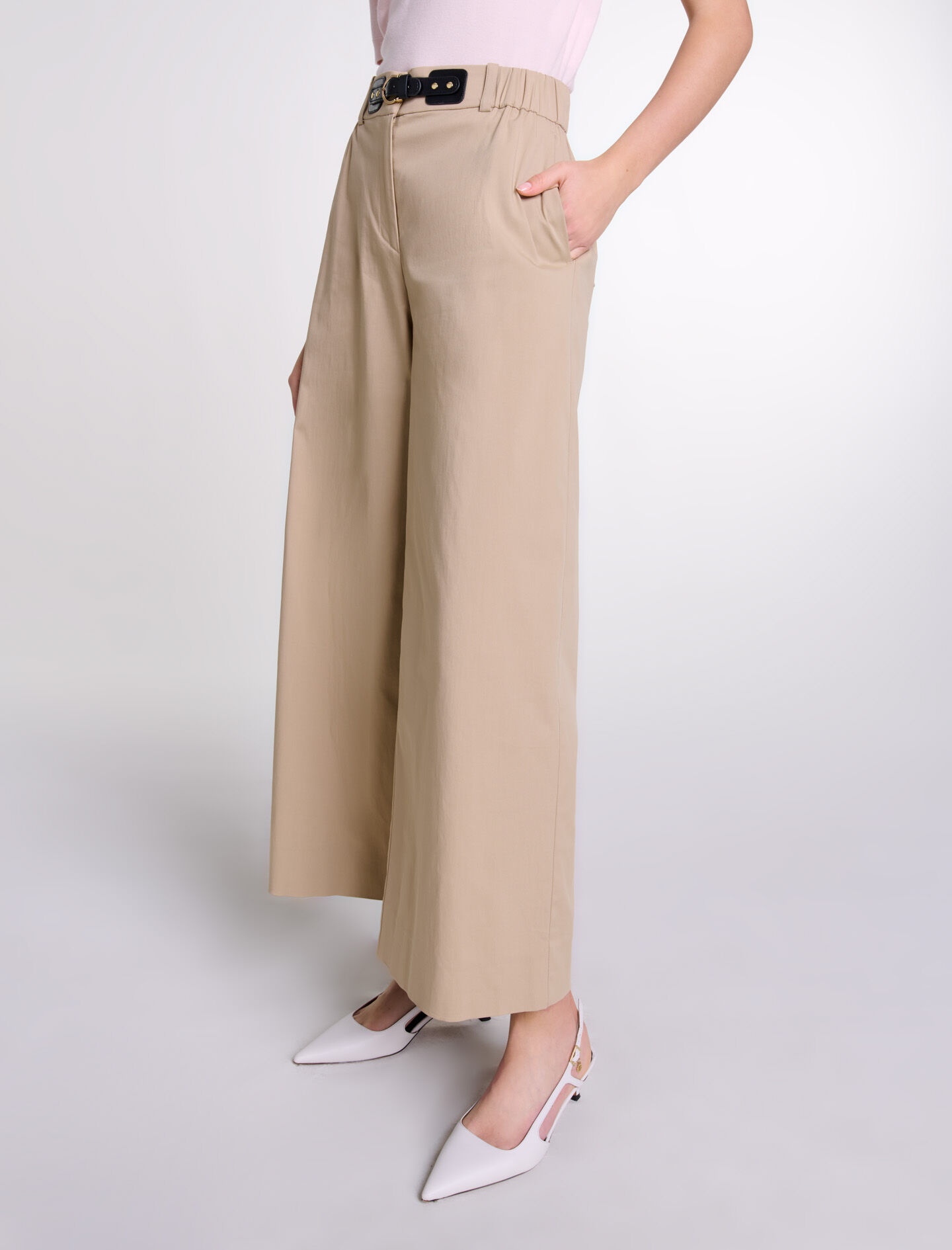 Wide-leg cotton trousers - 6
