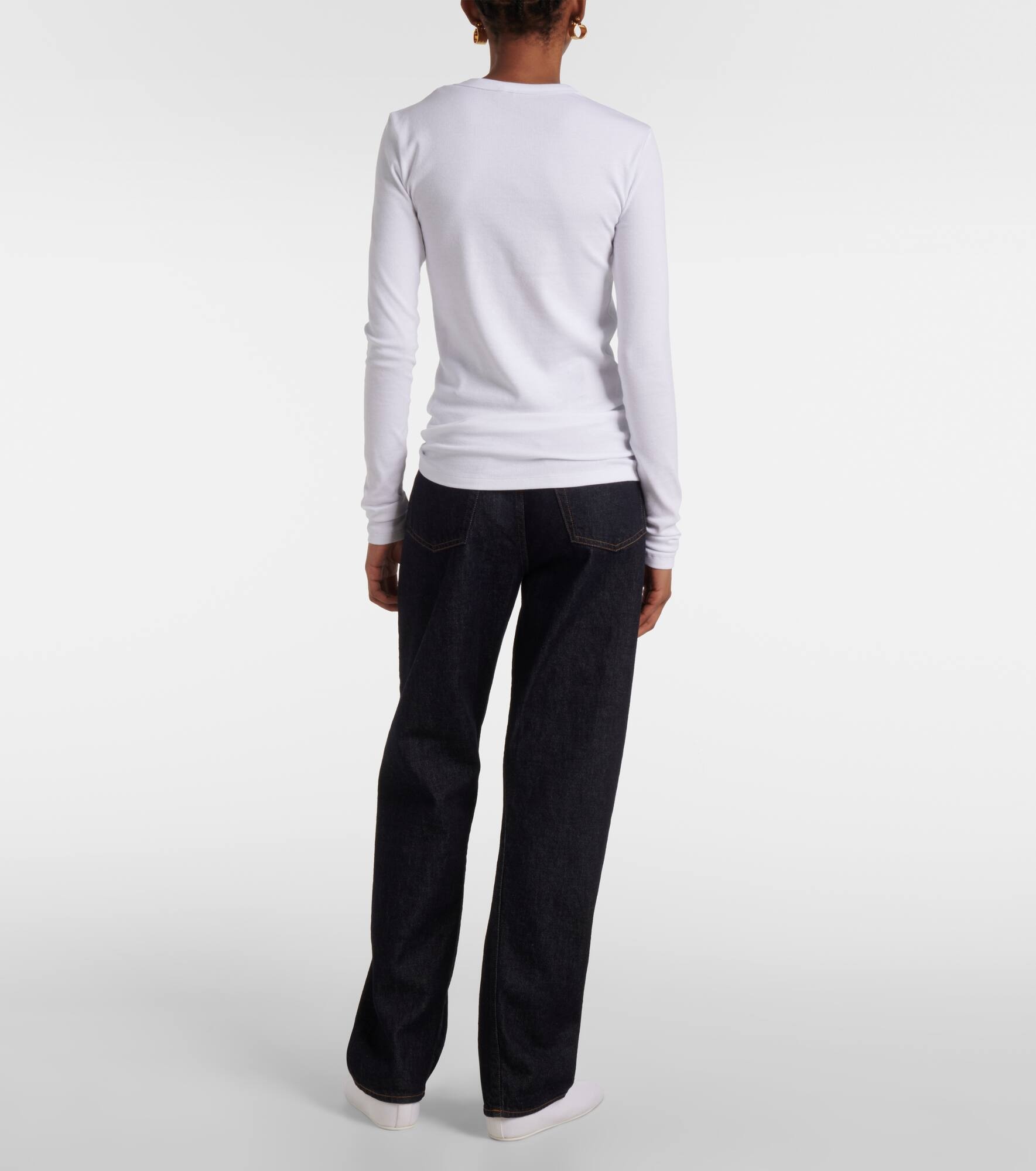 Ribbed-knit cotton-blend jersey top - 3