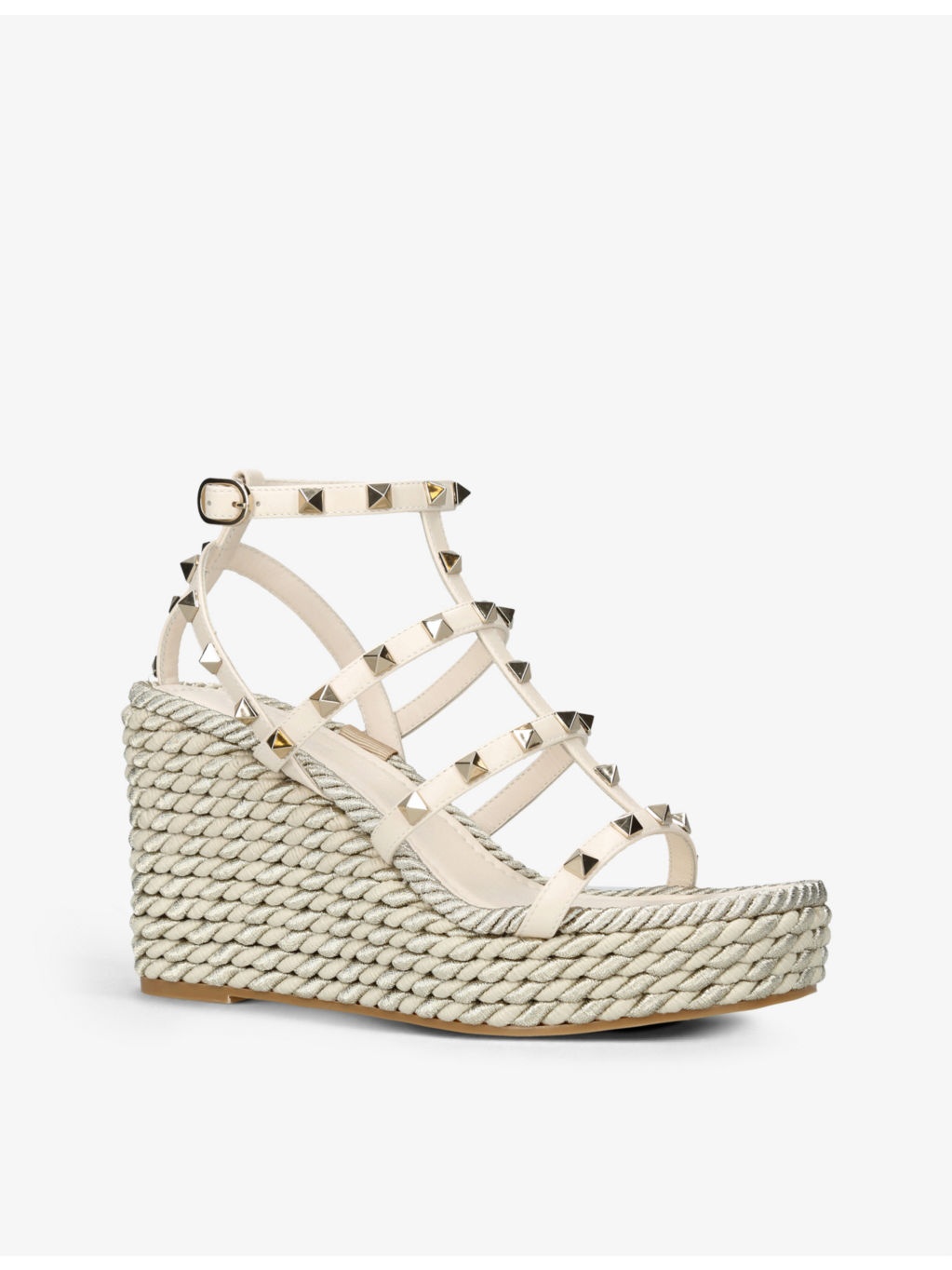 Rockstud 95 braided leather heeled sandals - 3