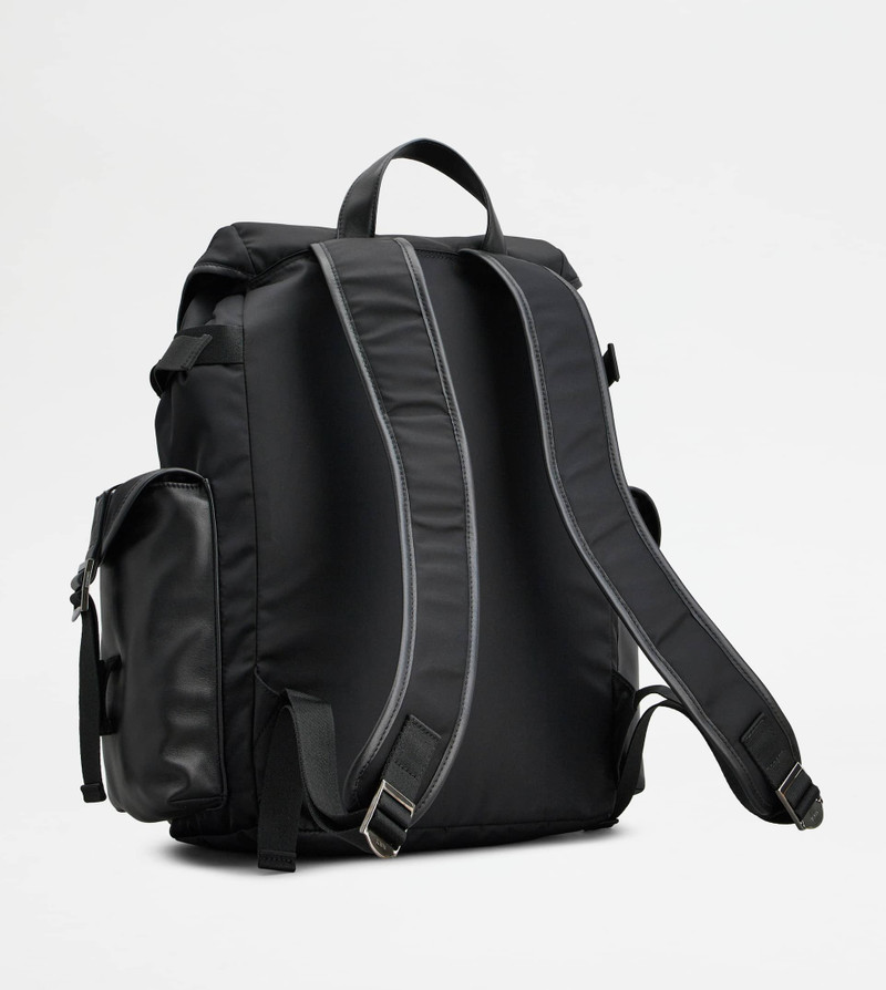 BACKPACK IN FABRIC AND LEATHER MEDIUM - BLACK 3