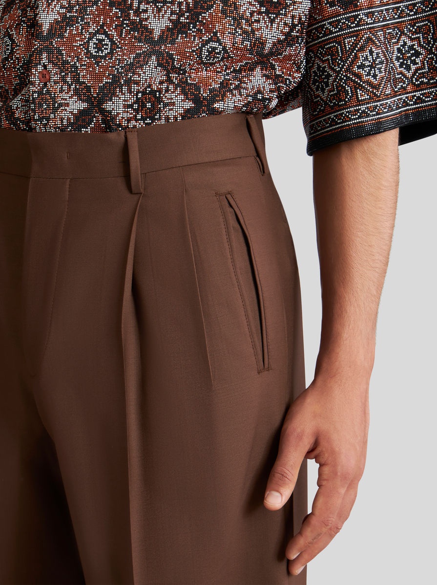 STRETCH WOOL TROUSERS WITH PLEATS - 4