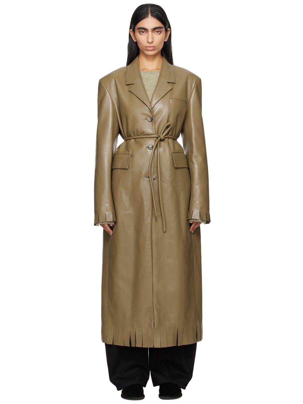 Taupe Nikoline Vegan Leather Coat - 1