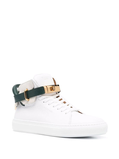 BUSCEMI colour-block high-top leather sneakers outlook