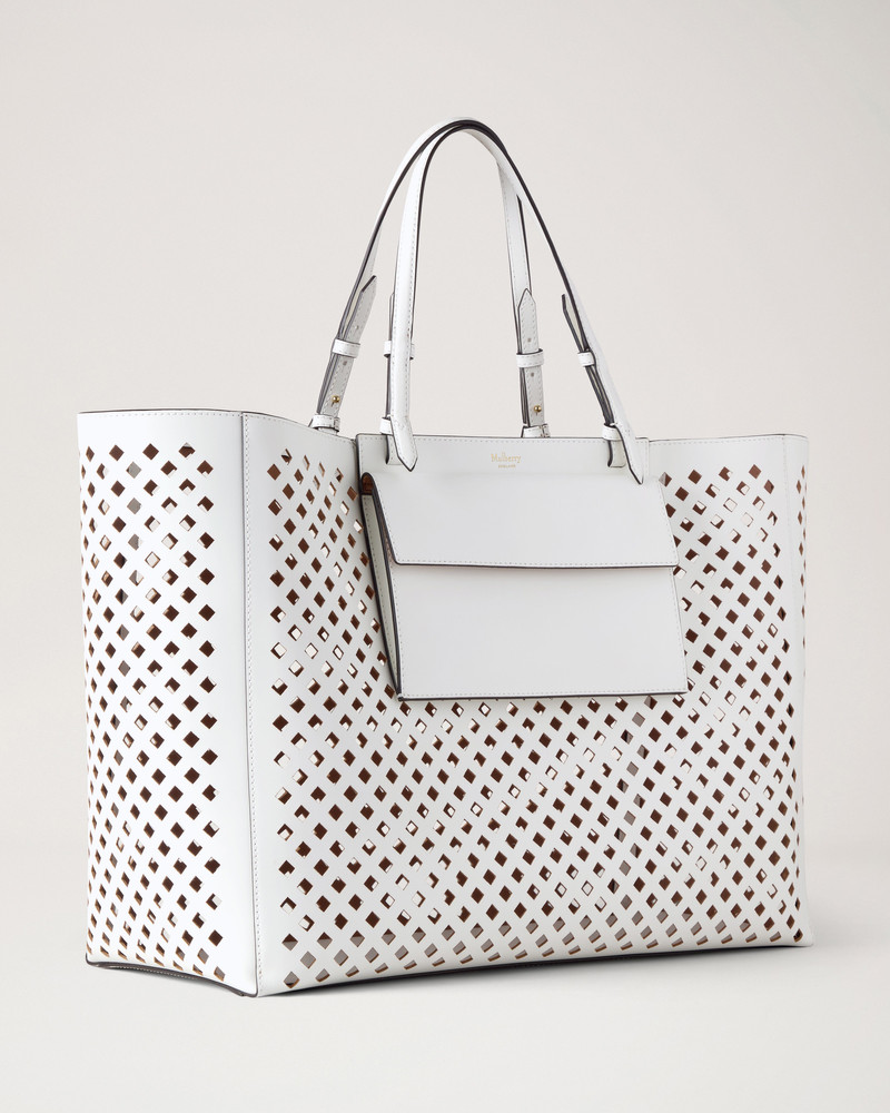 XL Perforated Tote White Perforated Leather 4