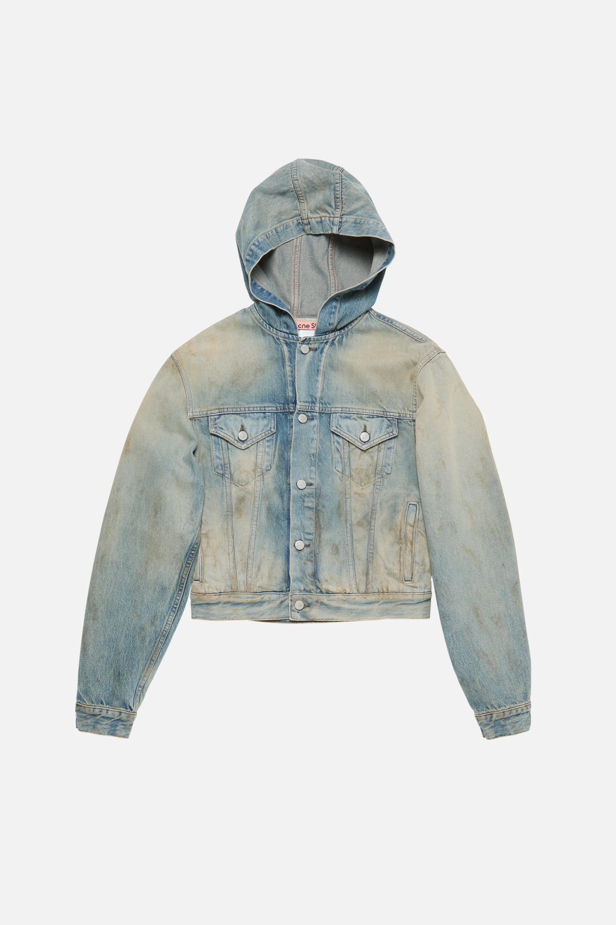 Denim jacket with hood - Mid Blue - 1