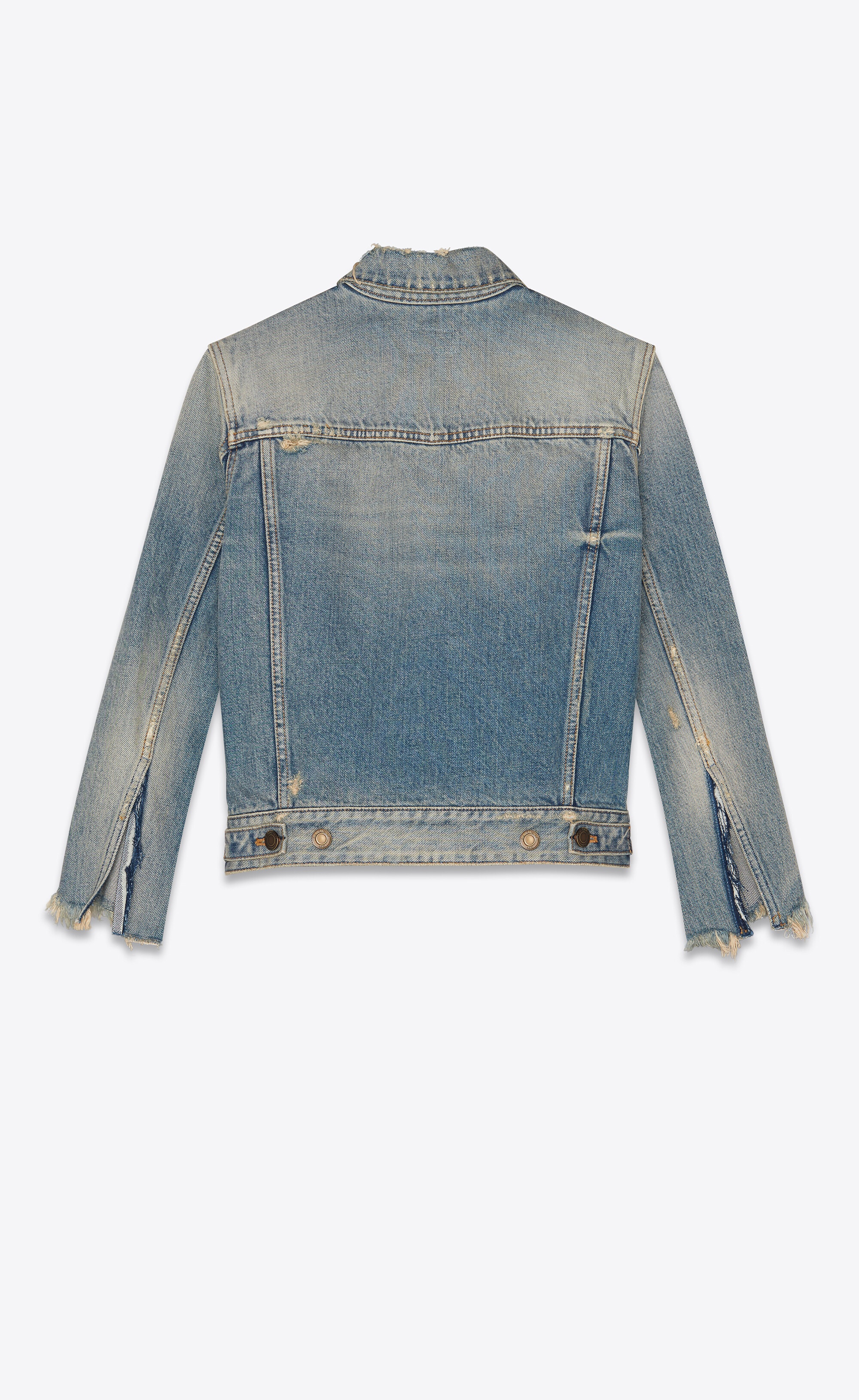 destroyed fitted jacket in rodeo blue denim - 4