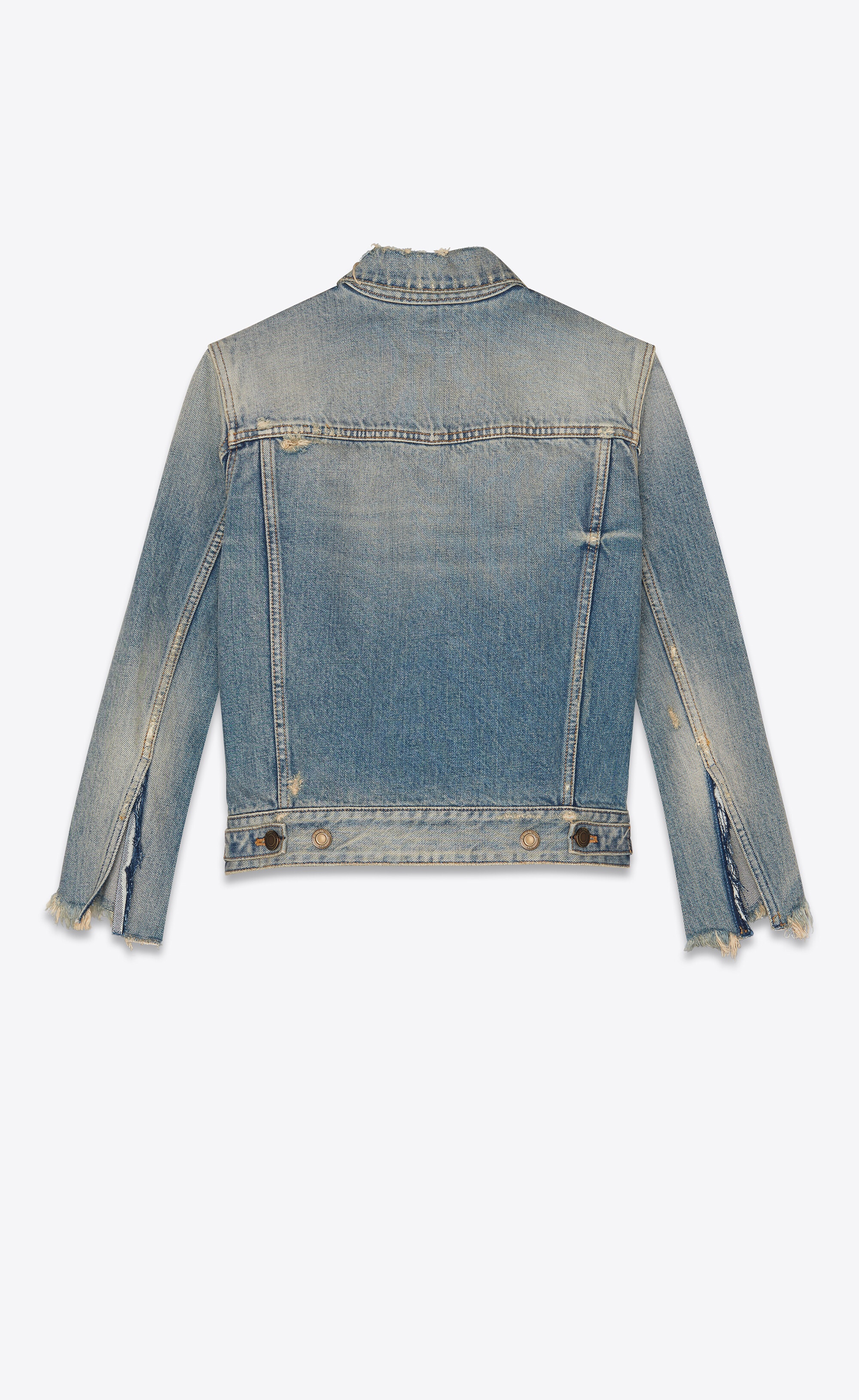 destroyed fitted jacket in rodeo blue denim - 2