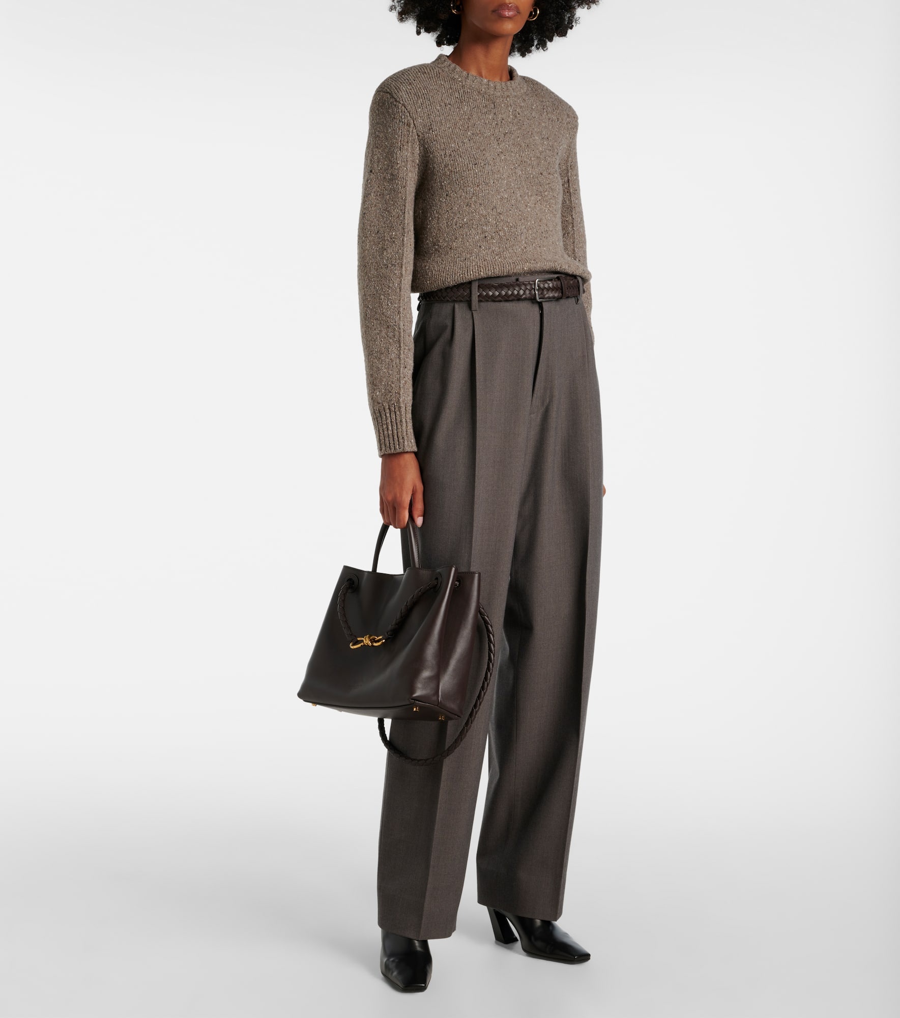 Mid-rise wool tricotine straight pants - 2