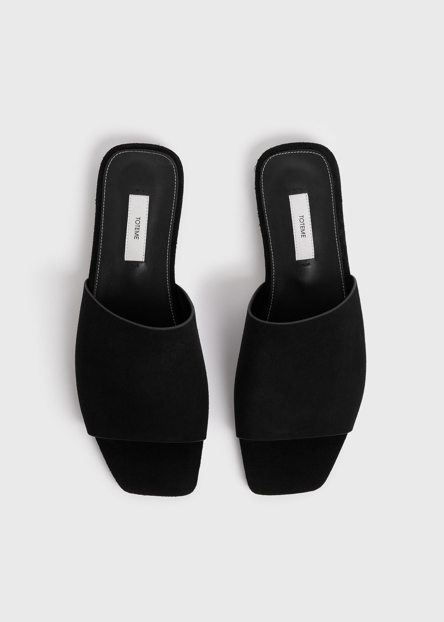 Velour-leather bandeau slides black - 4