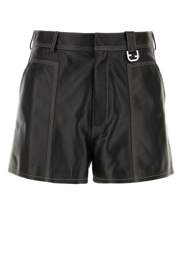 Fendi Man Black Leather Shorts - 1