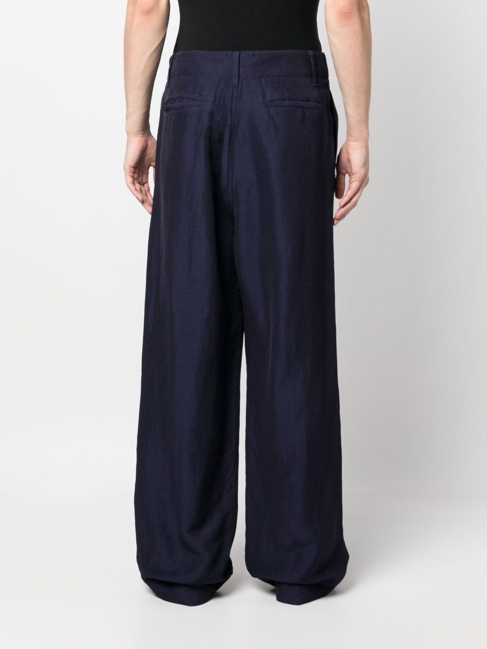 wide-leg linen-blend trousers - 4