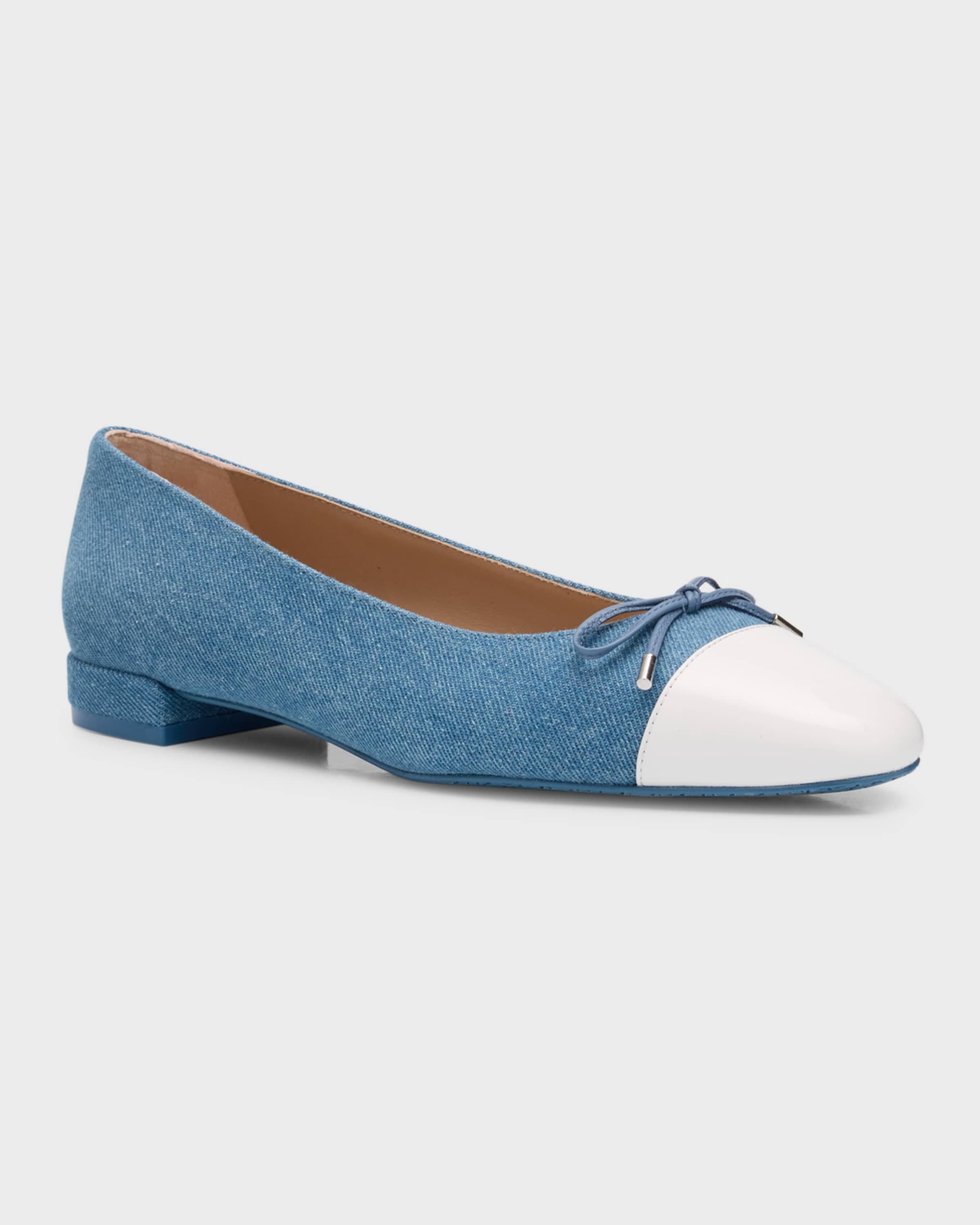 Sleek Denim Leather Ballerina Flats - 5