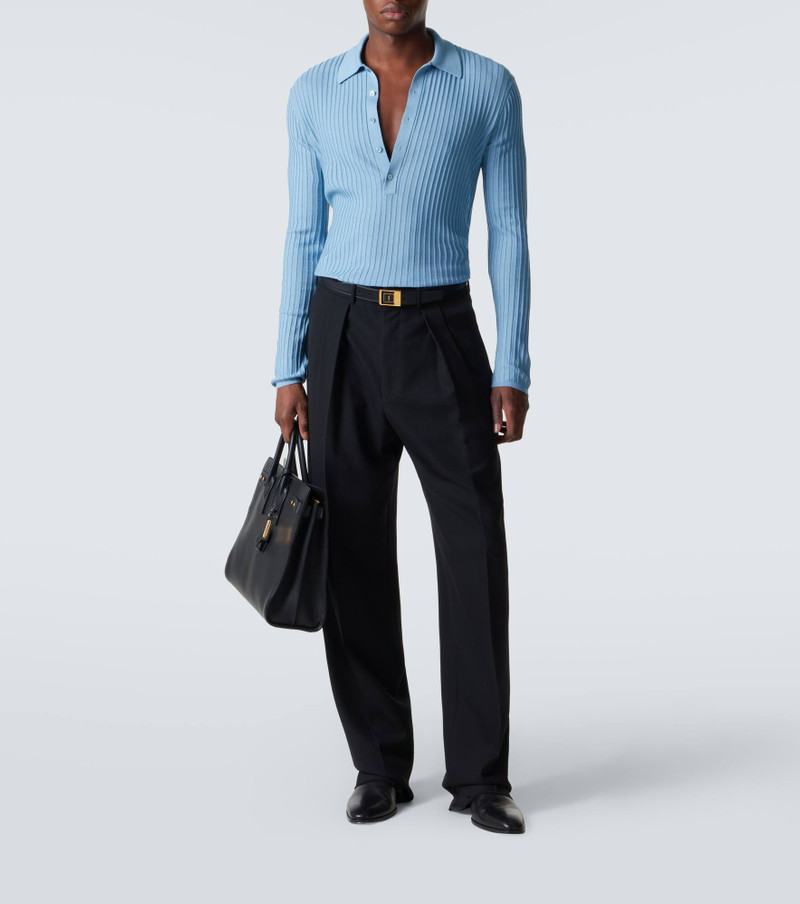 SAINT LAURENT Wool, cashmere, and silk polo shirt outlook