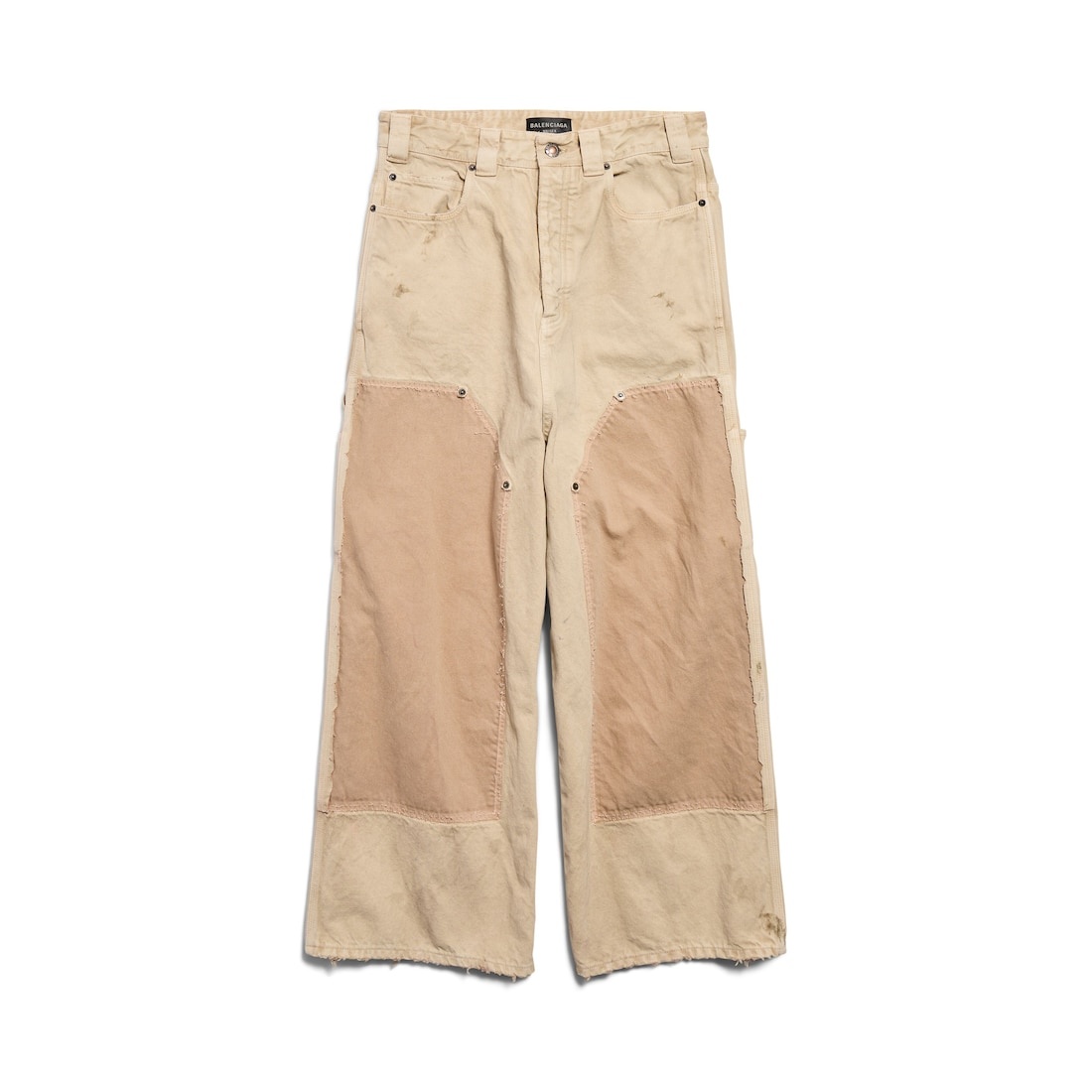 Men's Ripped Off Baggy Pants in Beige - 1