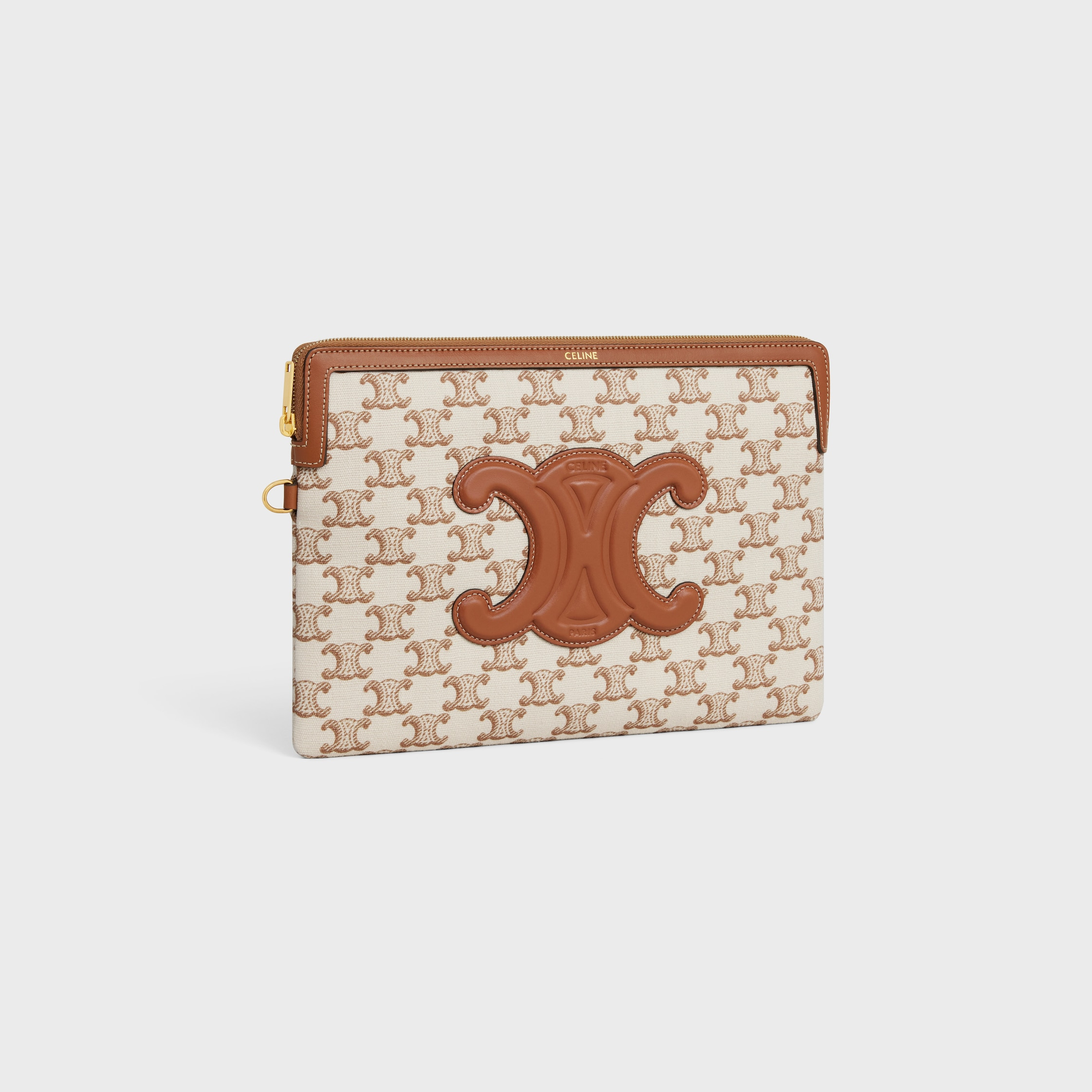 SMALL POUCH WITH STRAP celine signature in TEXTILE WITH TRIOMPHE PRINT AND CALFSKIN - 3