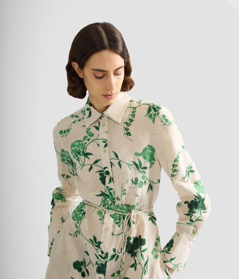 FLORAL PRINT LINEN TIE-WAISTED MIDI DRESS 4