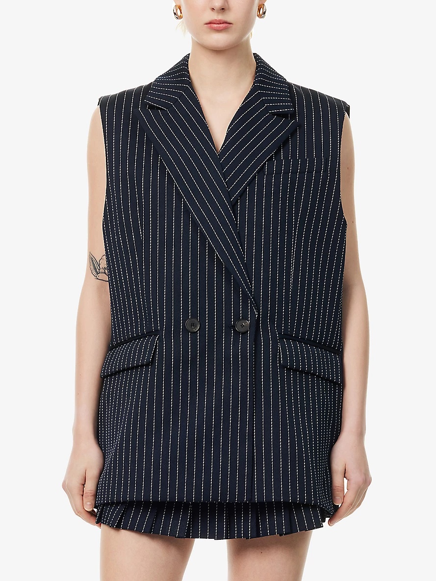 Shane pinstriped woven-blend waistcoat - 3