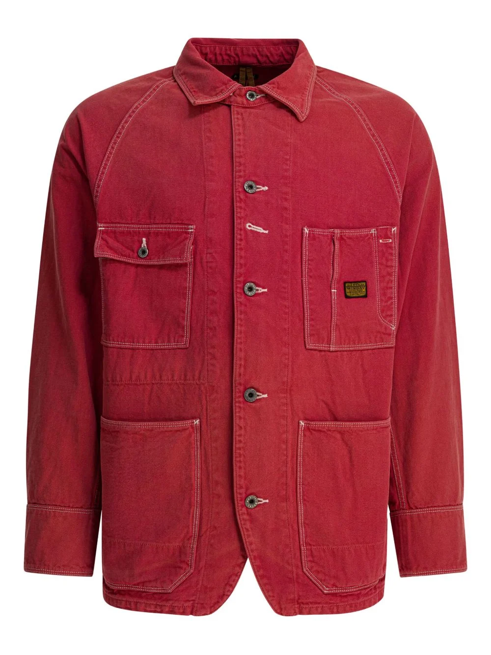 cotton-twill patch-pocket shirt jacket - 1