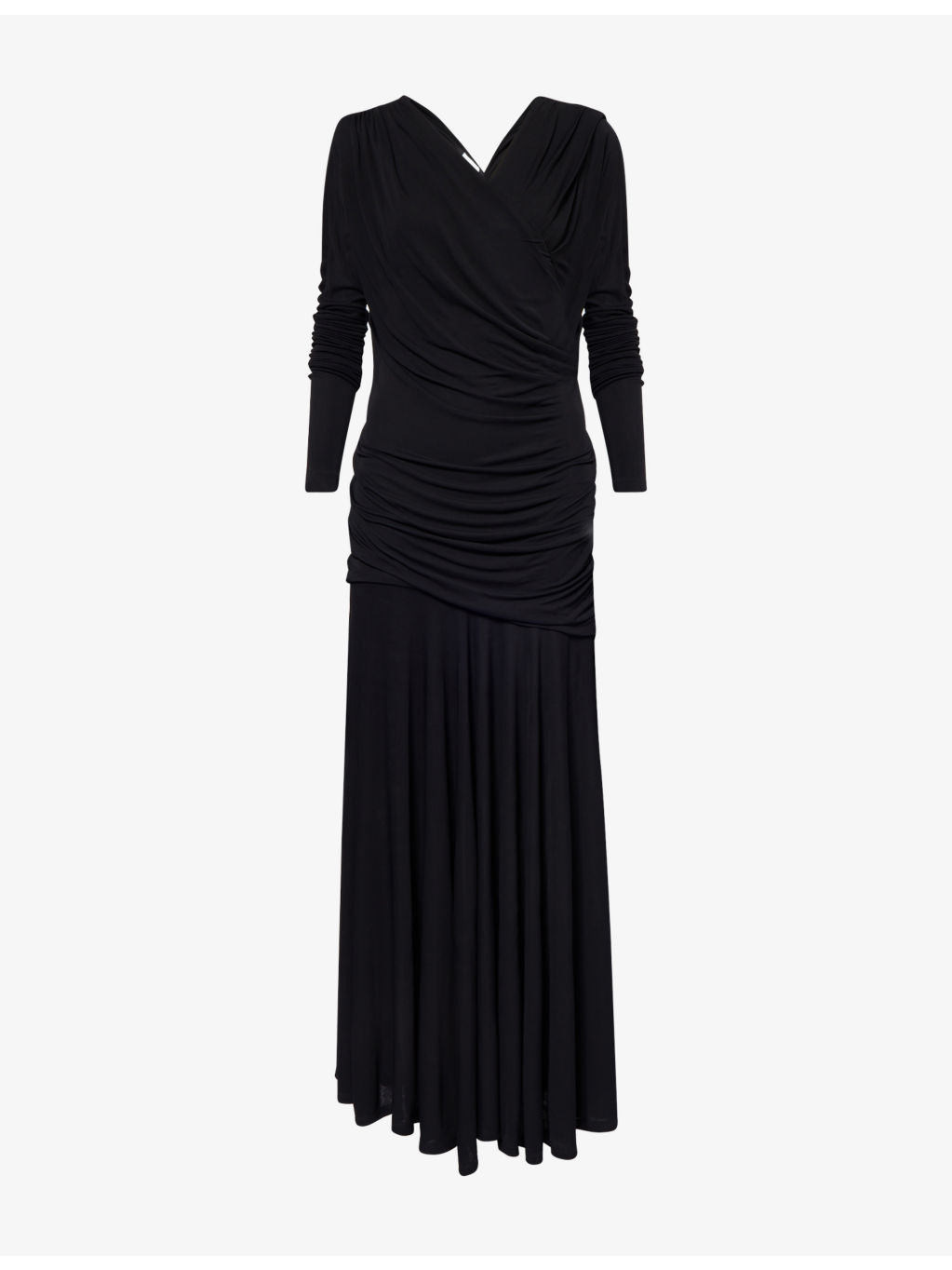 Ruched Long-Sleeves Woven Maxi Dress - 1