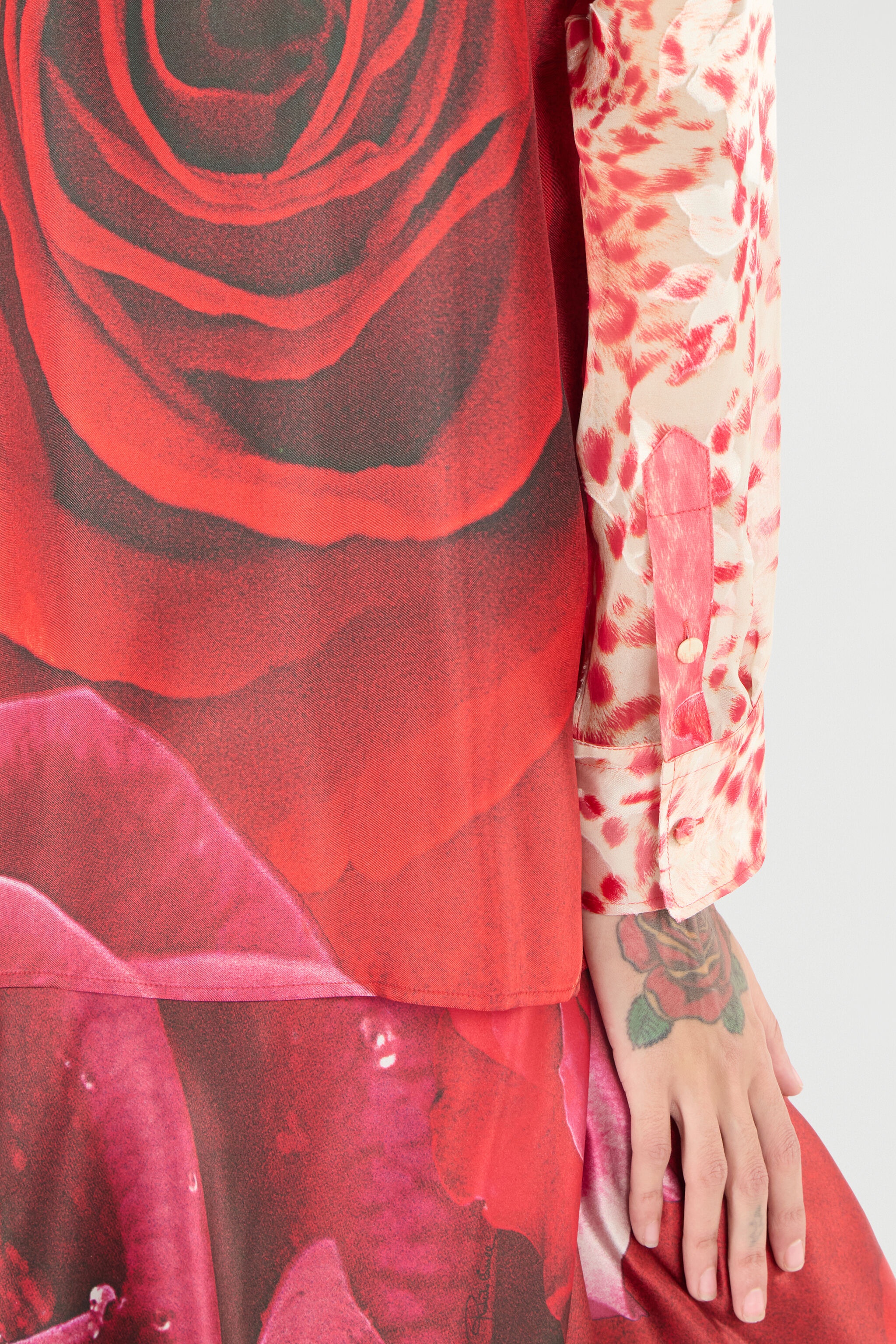 Shirt With Jaguar Skin And Rose Print - 7