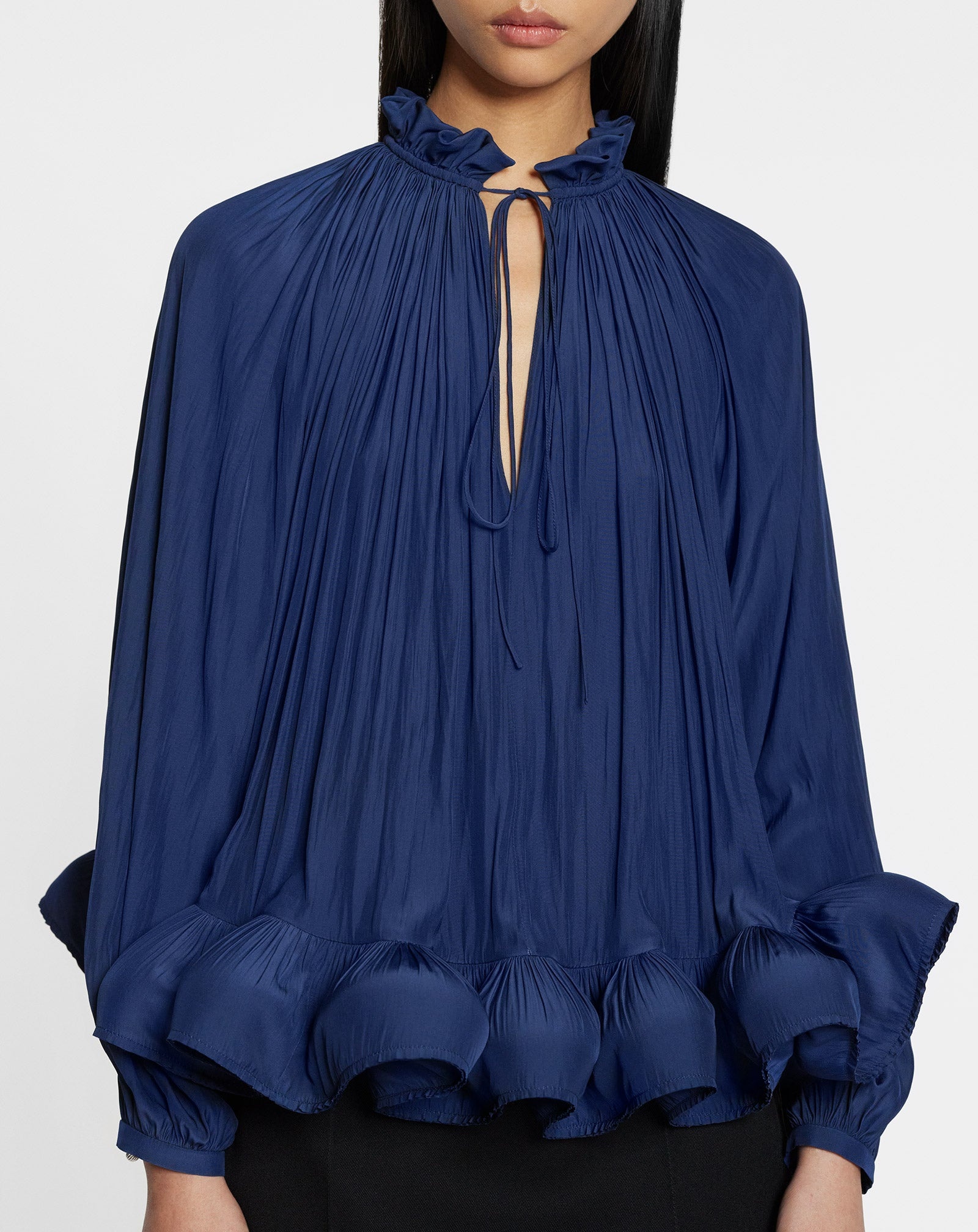 LONG-SLEEVE CHARMEUSE BLOUSE - 4