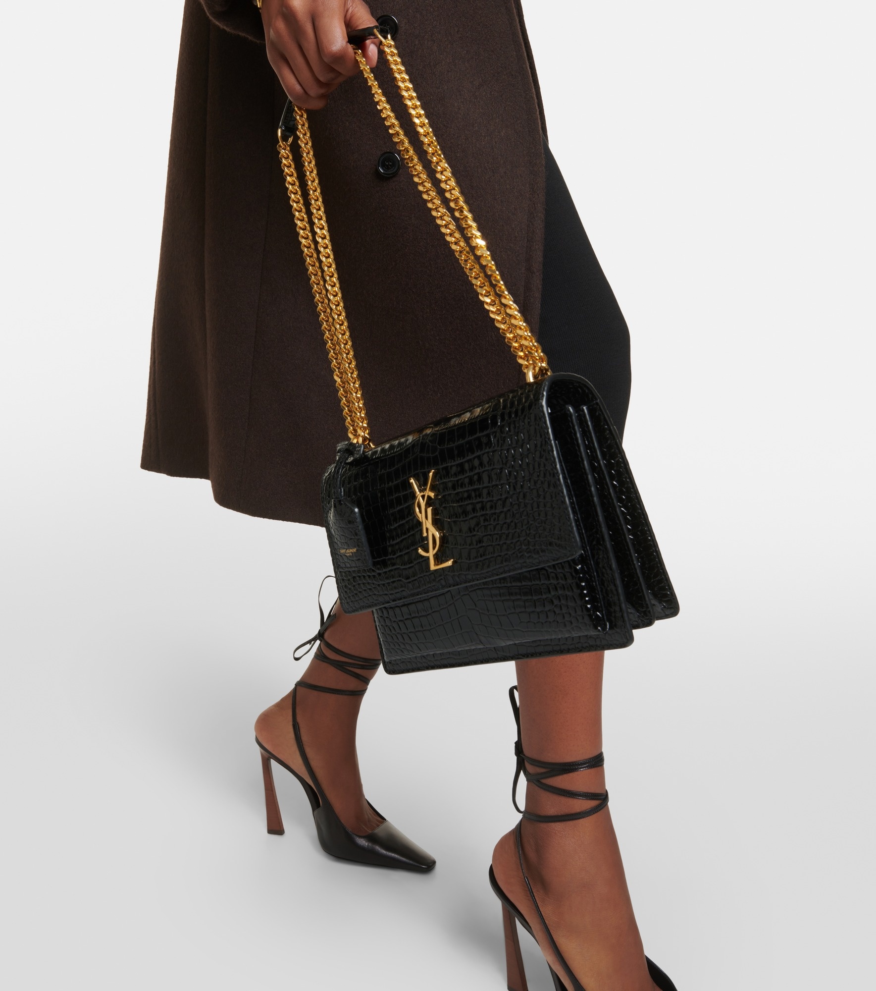 Sunset Medium croc-effect leather shoulder bag - 7