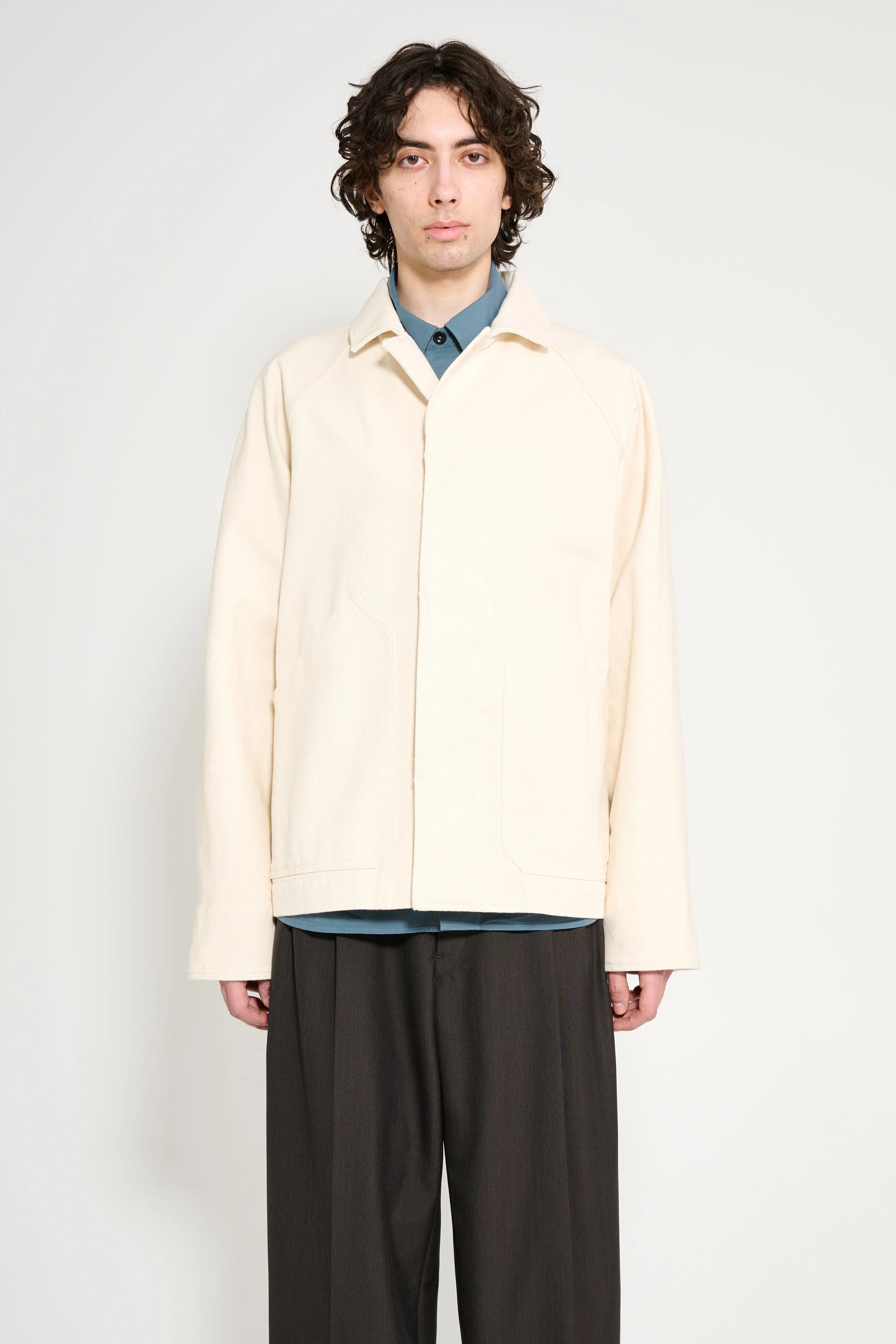 MARGARET HOWELL MHL RAGLAN JACKET NATURAL COTTON DENIM - 1