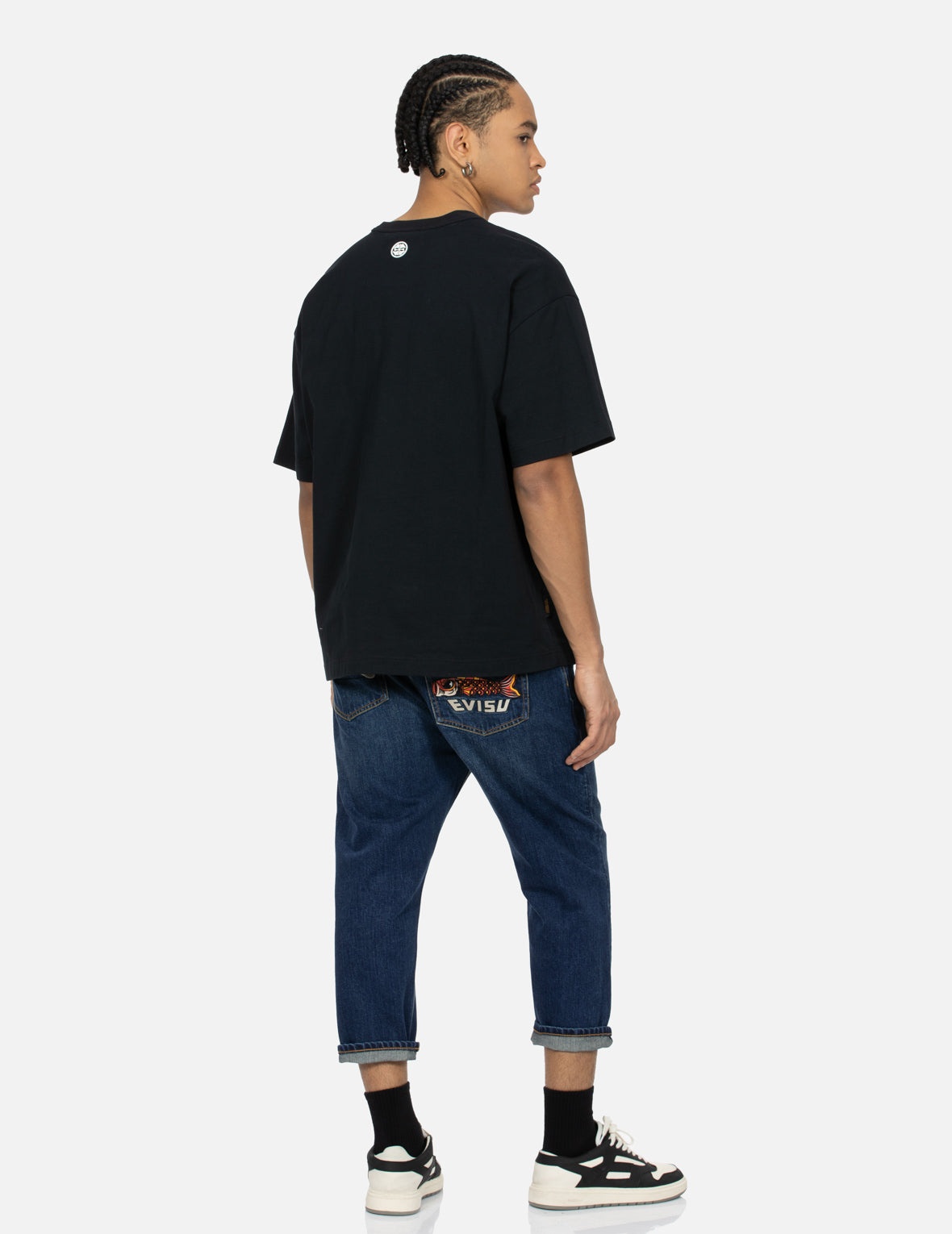 Koinobori Print and Seagull Embroidery Cropped-Fit Jeans #2027 - 3
