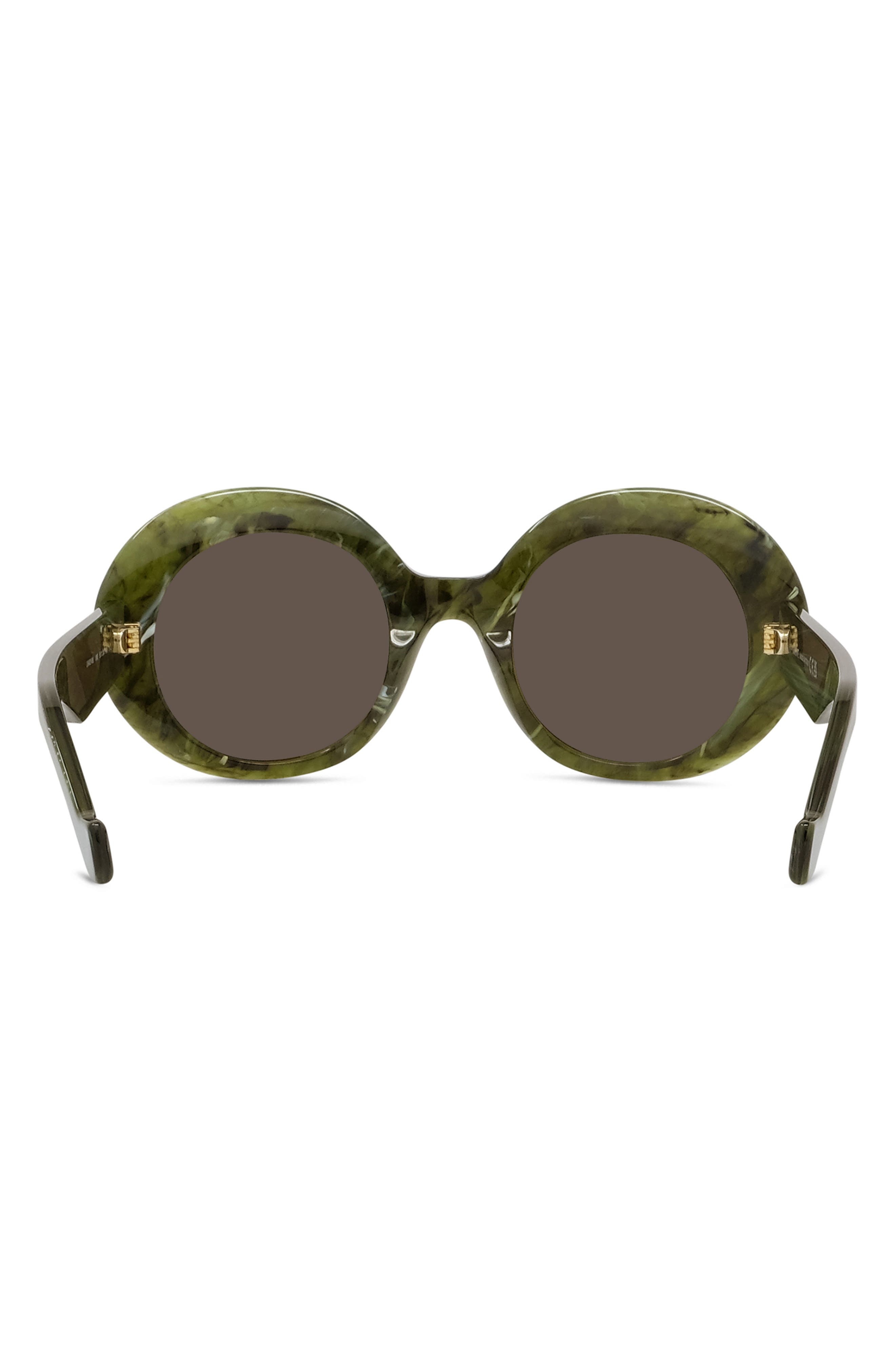 Loewe Anagram 50mm Oval Sunglasses in Shiny Dark Green /Brown at Nordstrom - 3