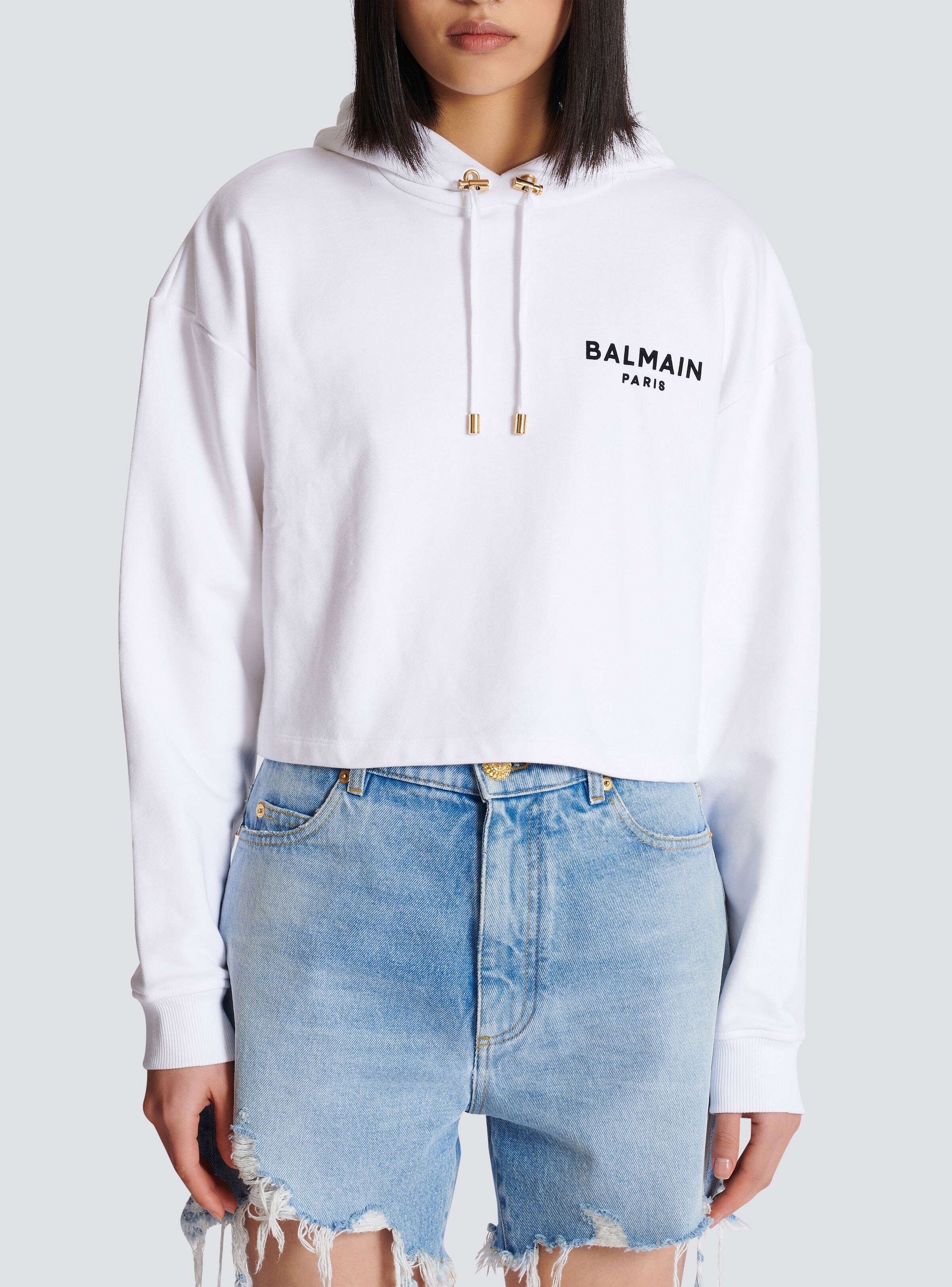 Flocked Balmain Paris hoodie - 5