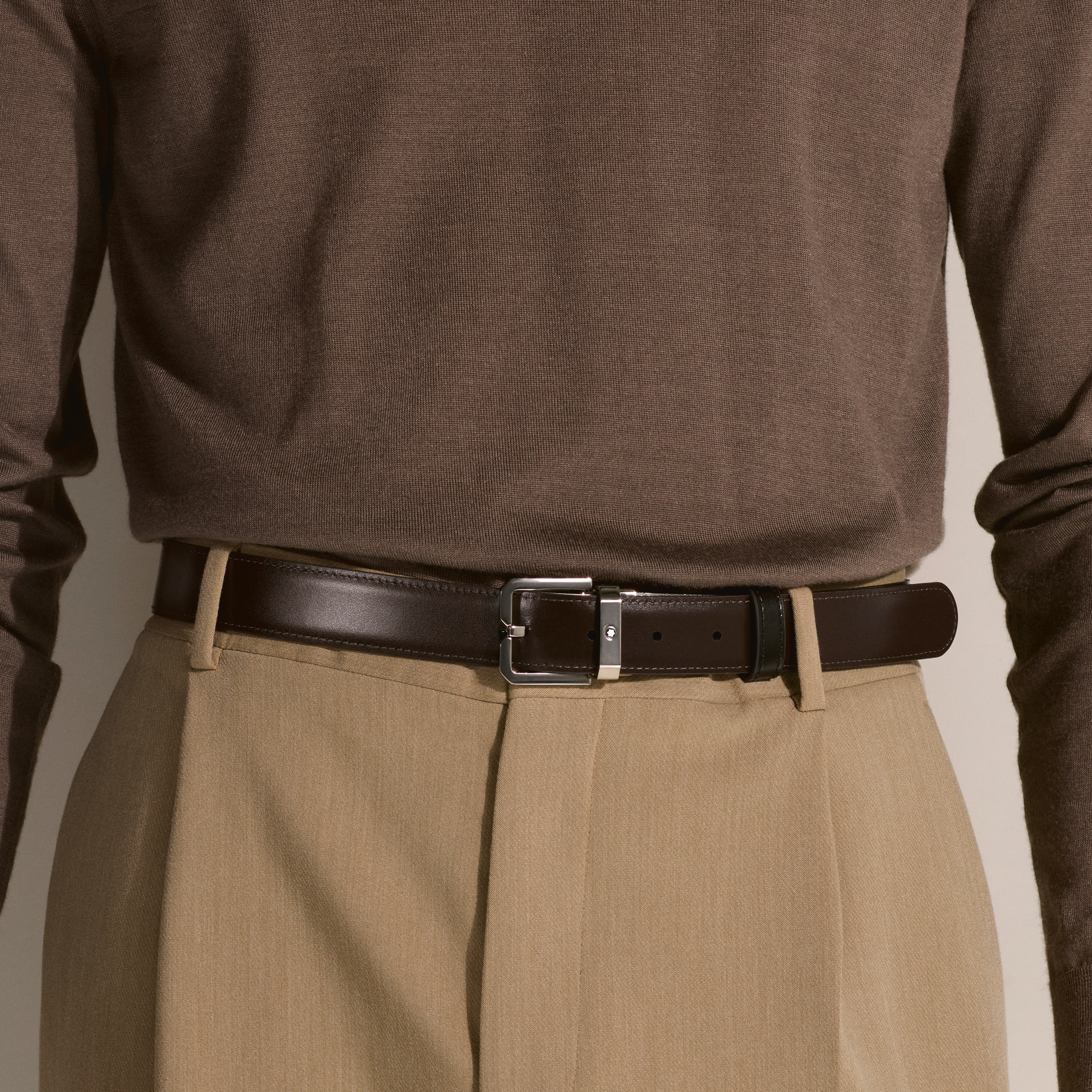 Black/brown 30mm reversible leather belt - 3