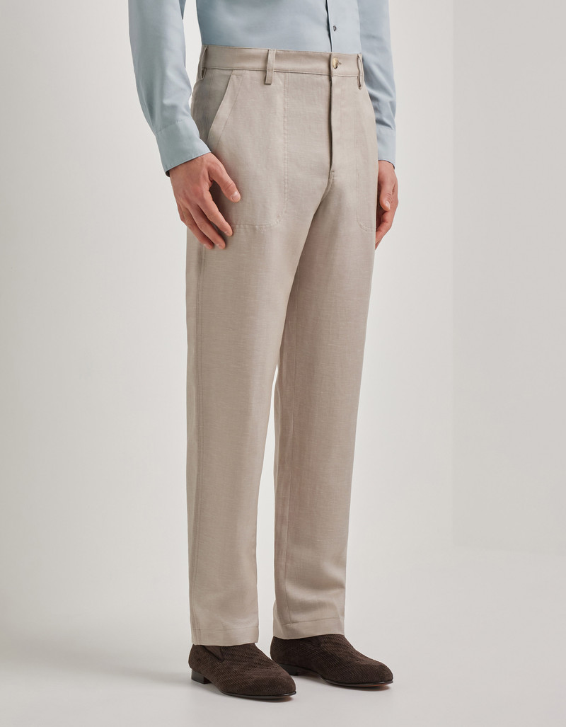 DUNE-COLORED CANALI NUVOLA COTTON REGULAR FIT FATIGUE PANTS 3