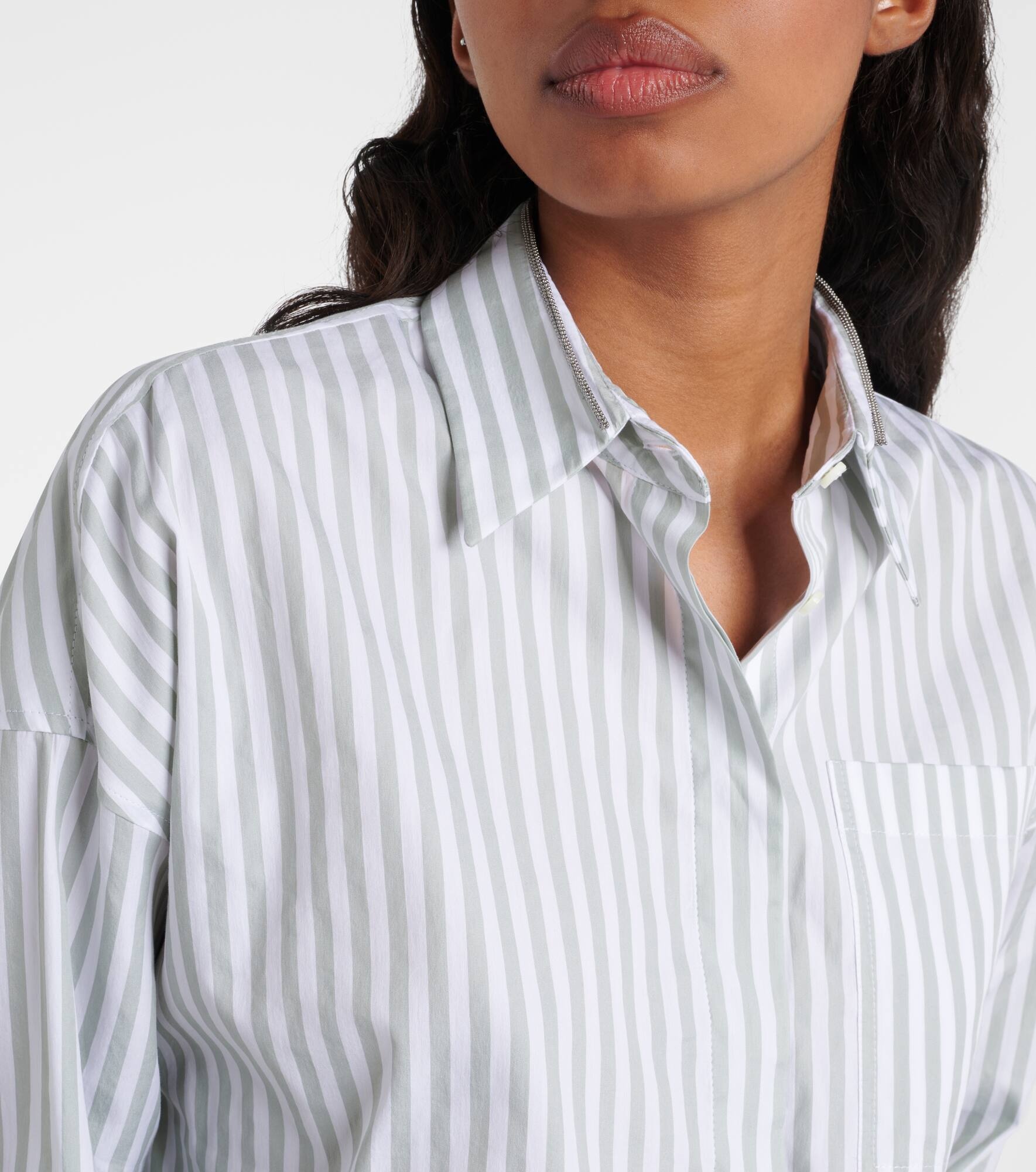 Striped cotton and silk poplin shirt - 4