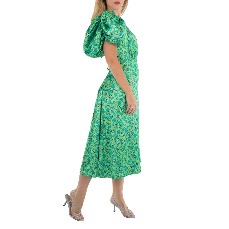 Rotate Midi Dress With Multicolor Floral Print And Puffed Sleeve - 5
