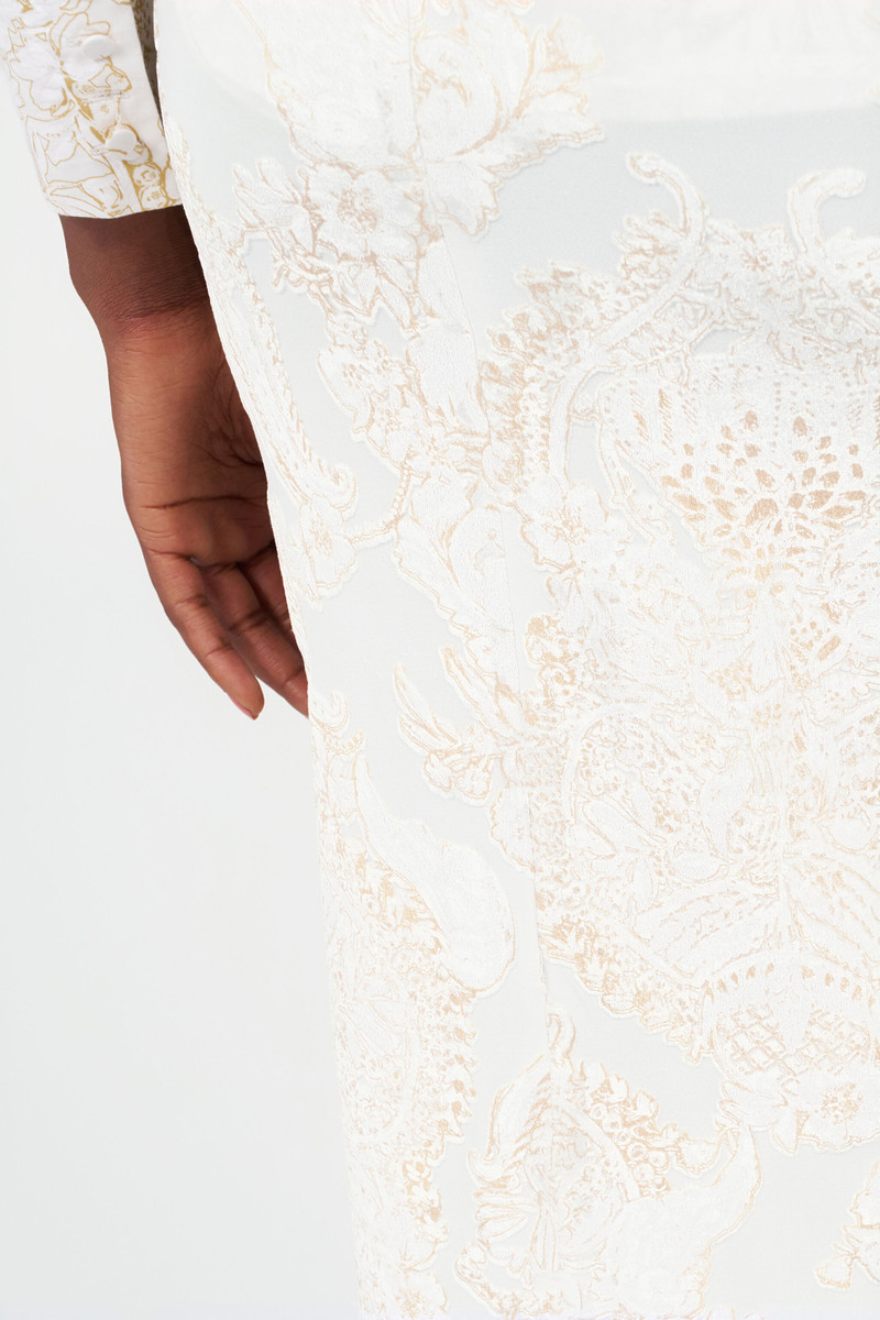 Ornamental White Print Skirt 7
