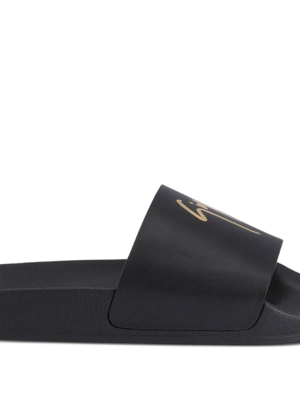 Brett logo-embellished leather slides - 4