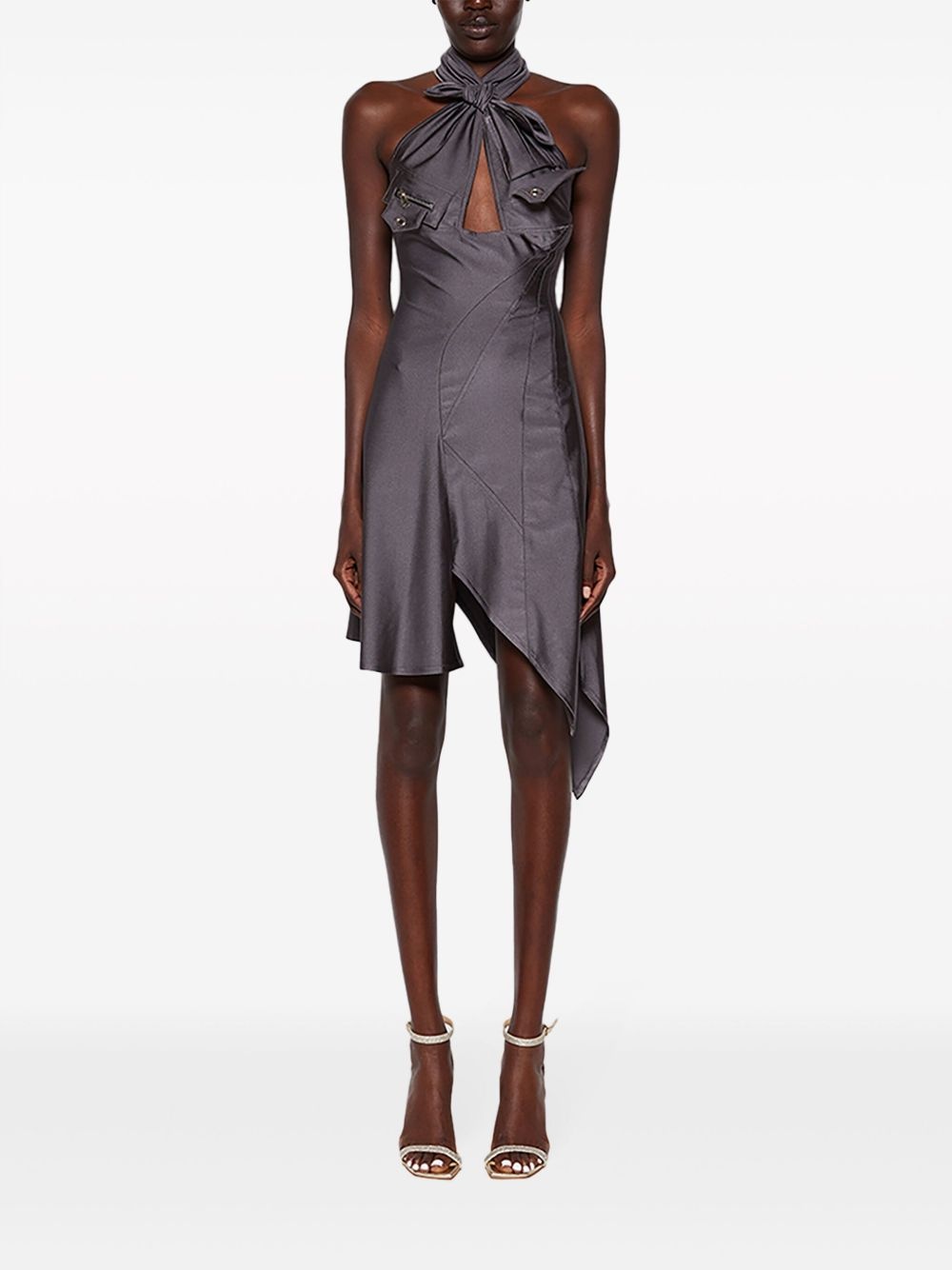 asymmetric halterneck minidress - 2
