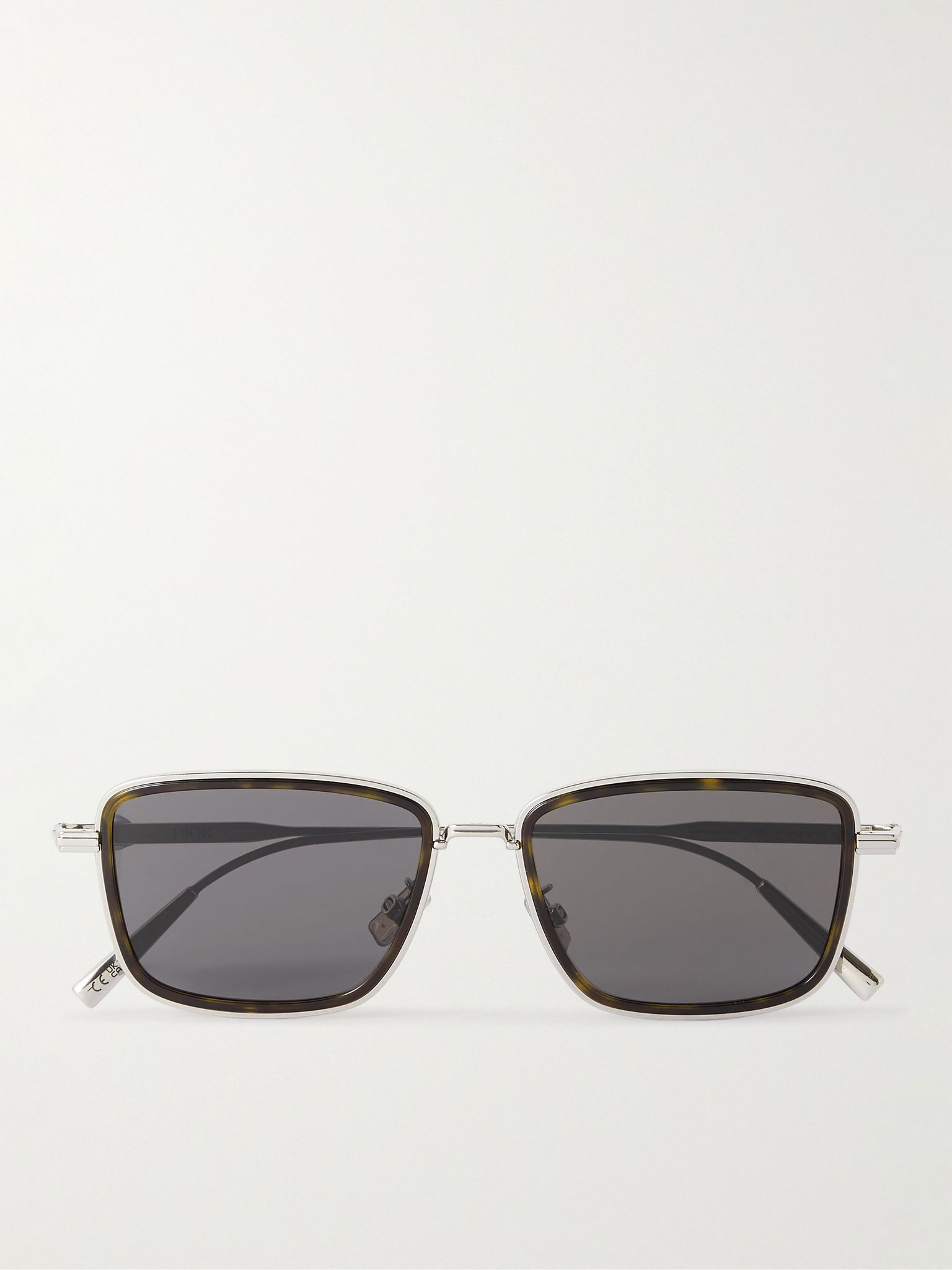 DiorBlacksuit S9U Silver-Tone and Tortoiseshell Acetate D-Frame Sunglasses Silver - 1