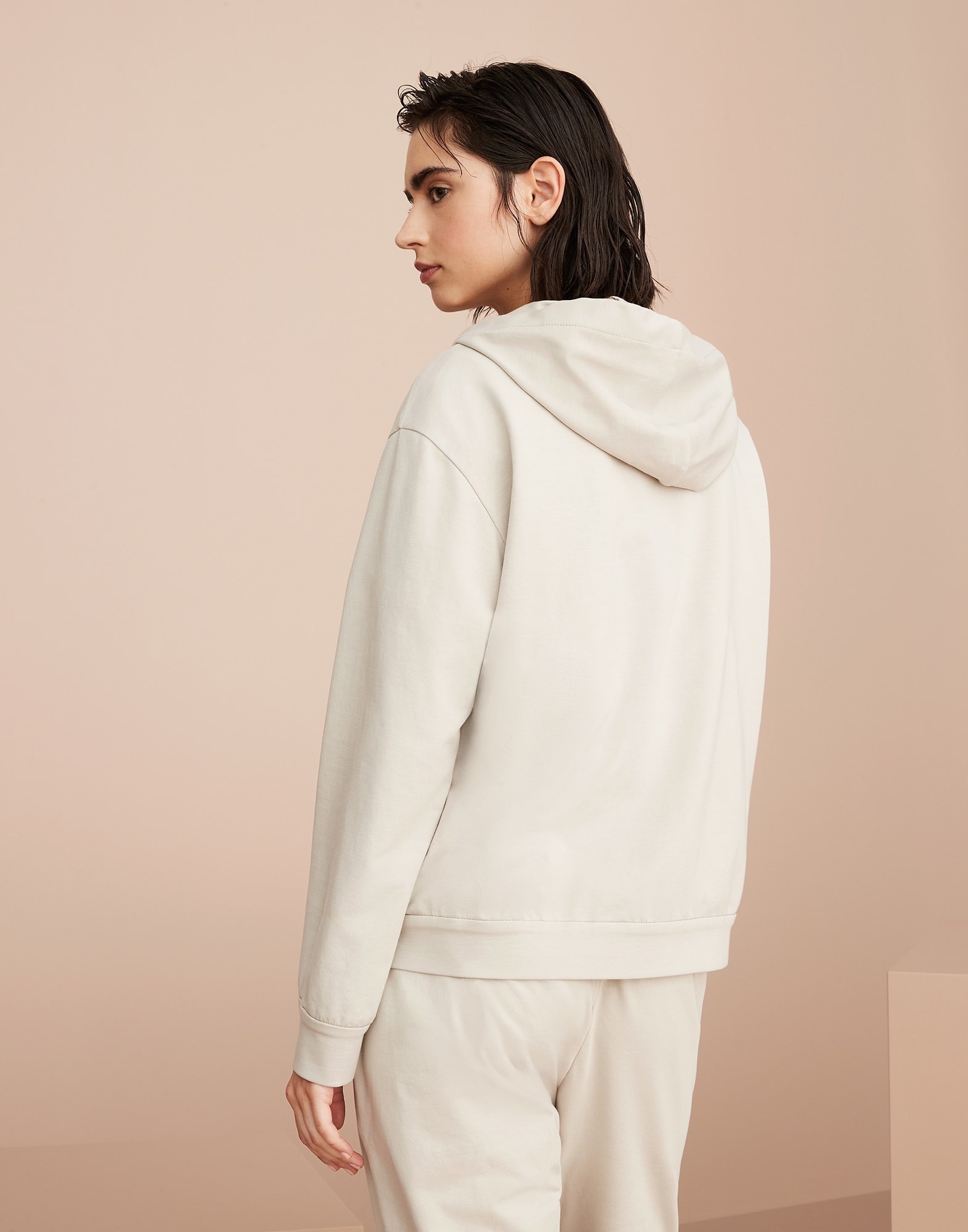 Lightweight stretch cotton sweatshirt with precious detail - 2