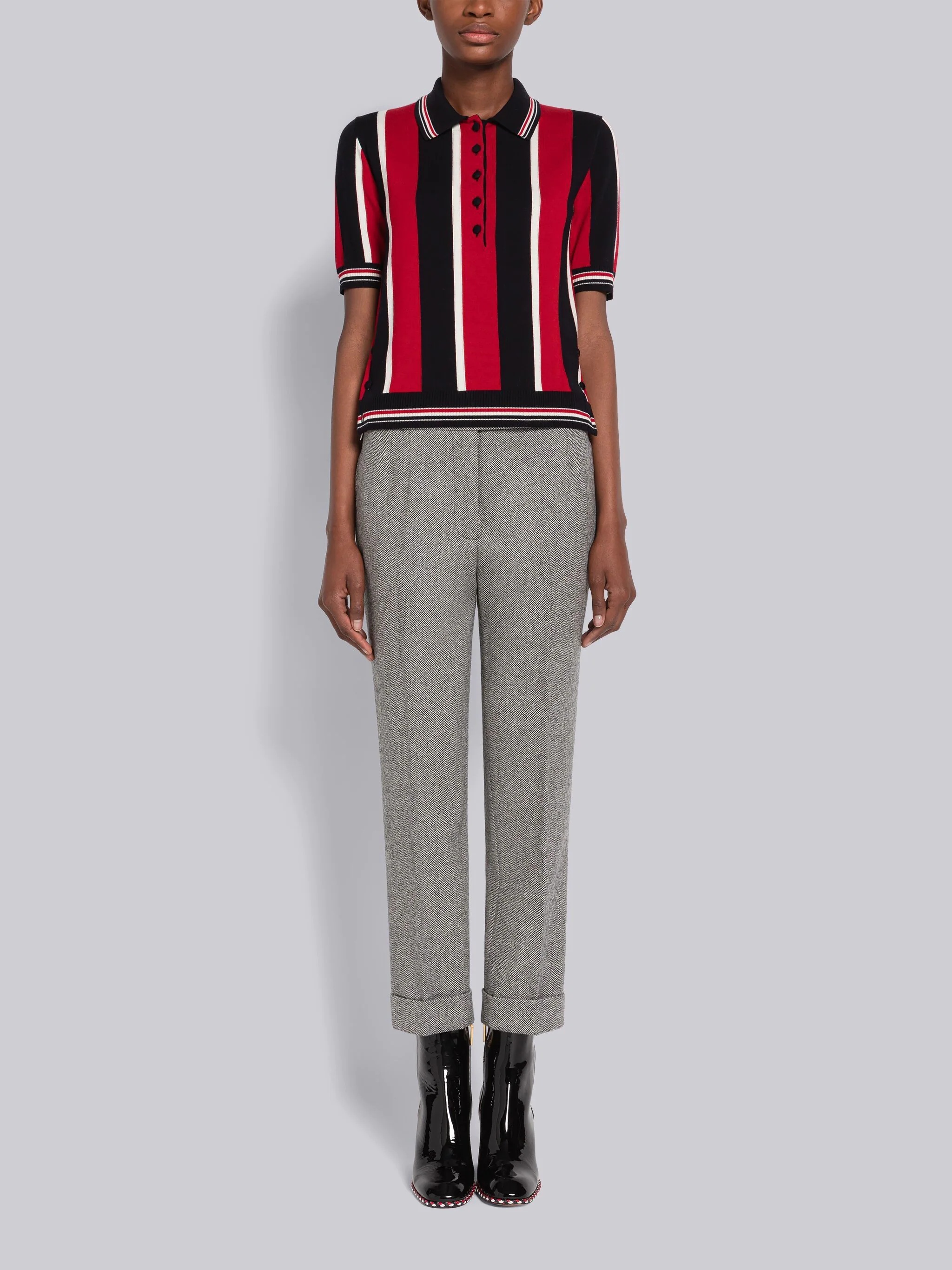 Herringbone Lambswool Low Rise Slim Trouser - 4