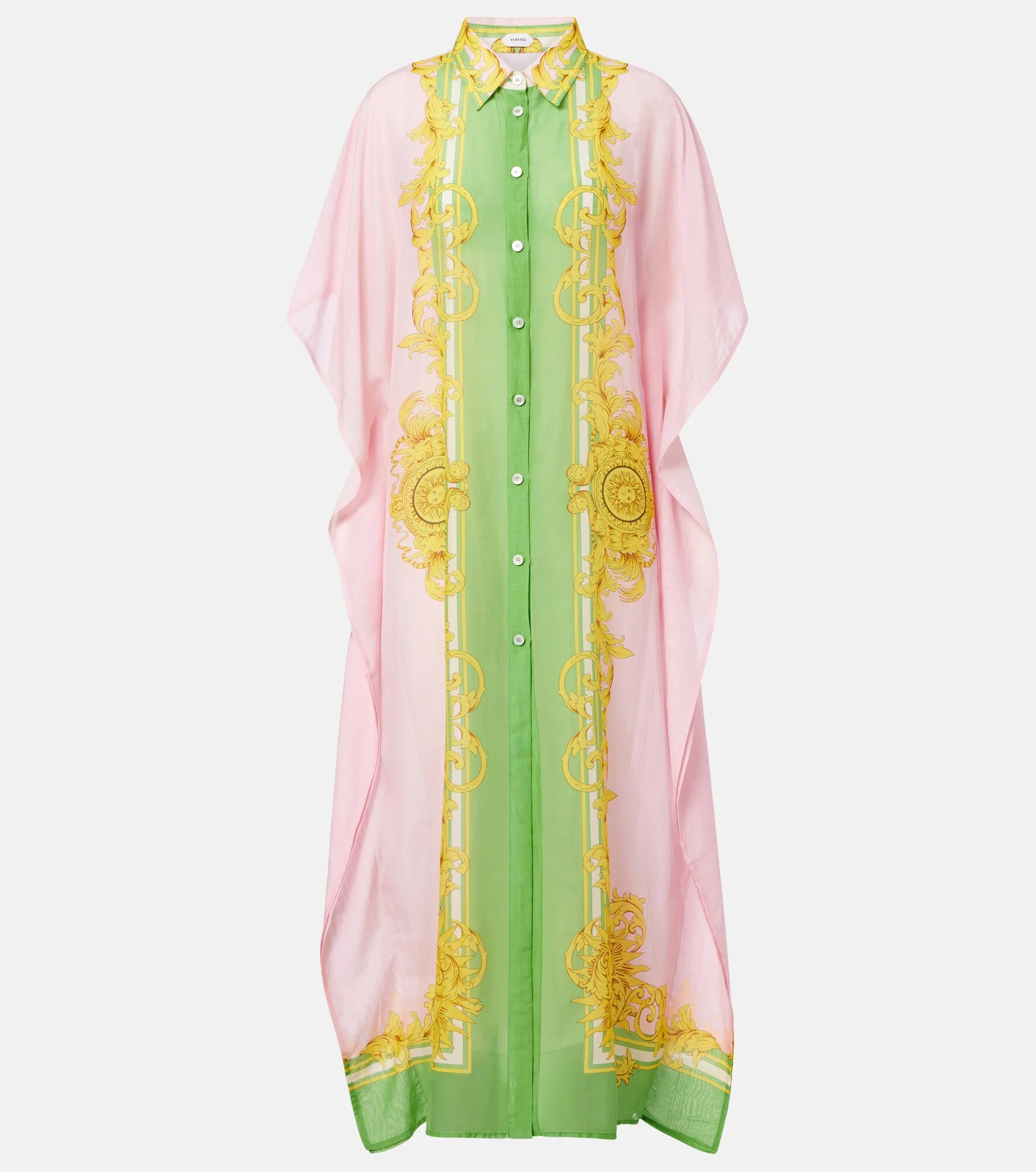Printed cotton and silk voile kaftan - 1
