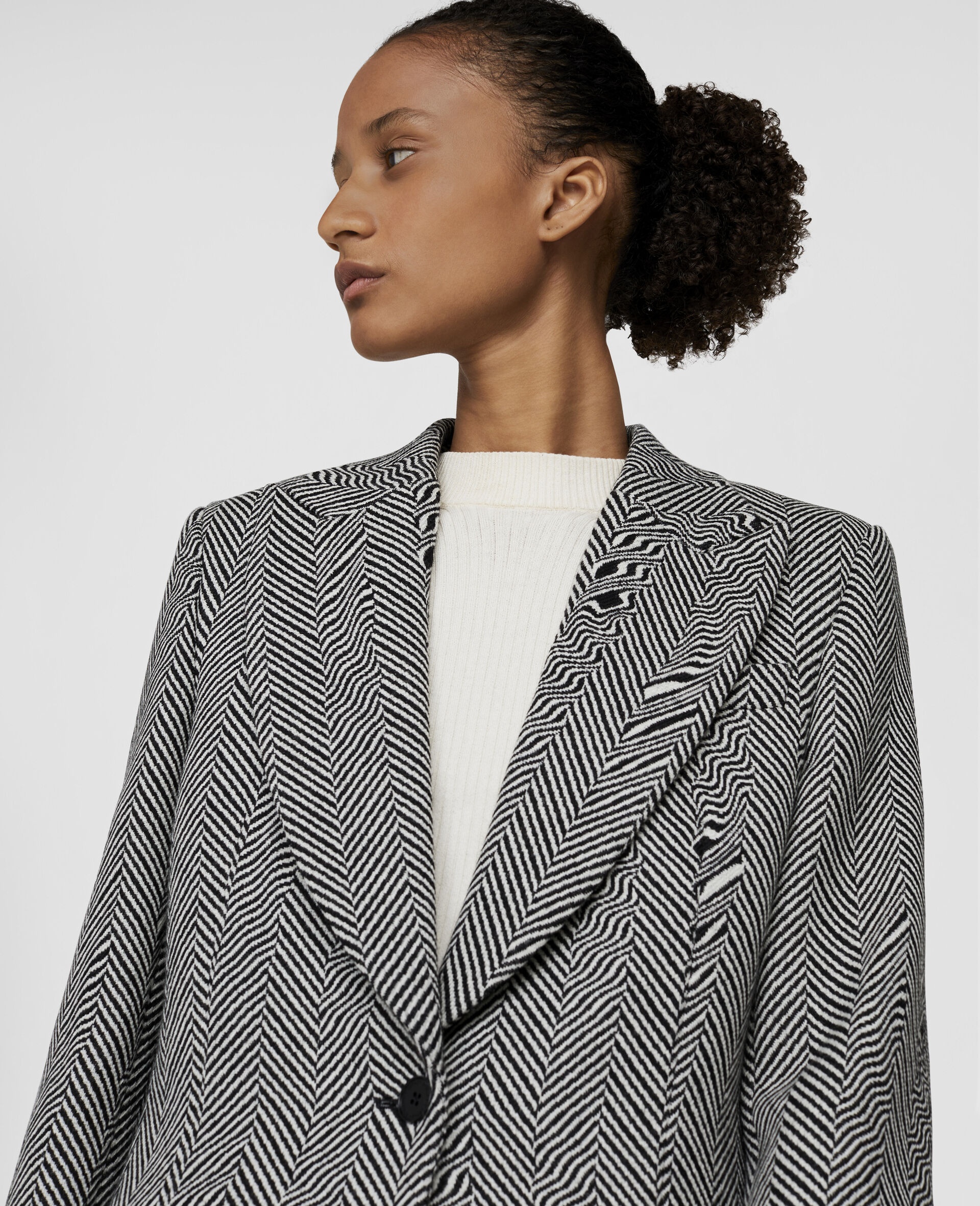 Glitched Herringbone Wool Tailored Jacket - 4