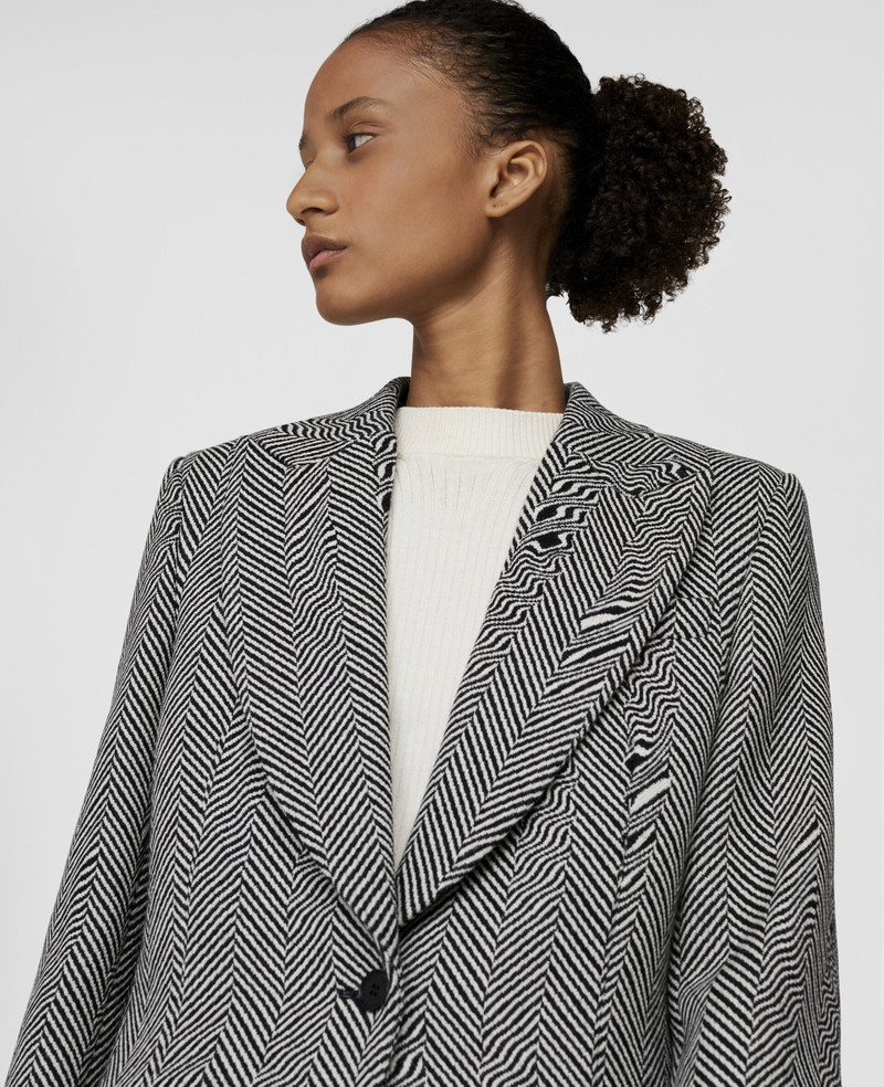 Glitched Herringbone Wool Tailored Jacket 4
