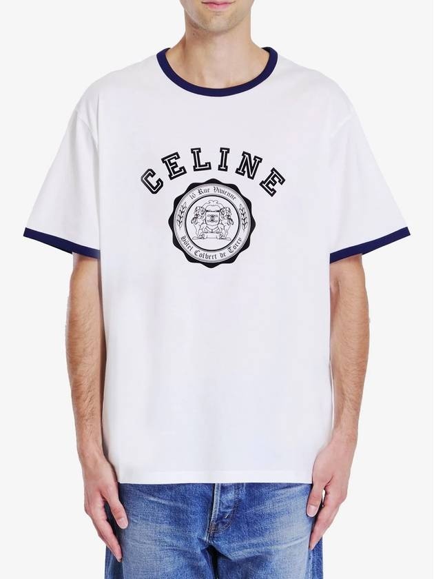 CELINE Blason Loose Cotton Jersey Short Sleeve T-Shirt Off