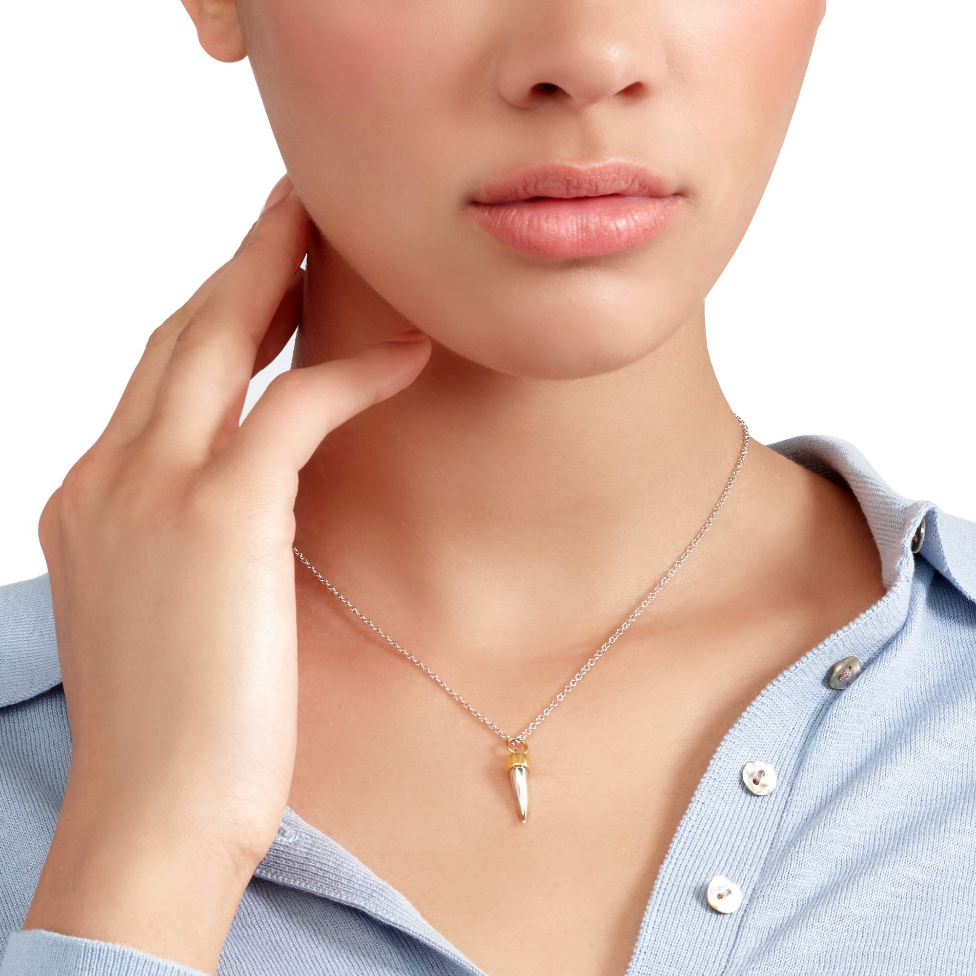 YELLOW GOLD & SILVER HORN CHARM - 3