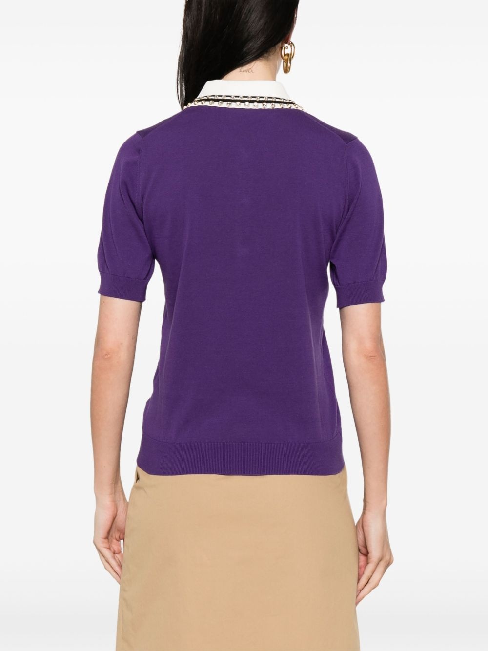 crystal-embellished polo top - 4