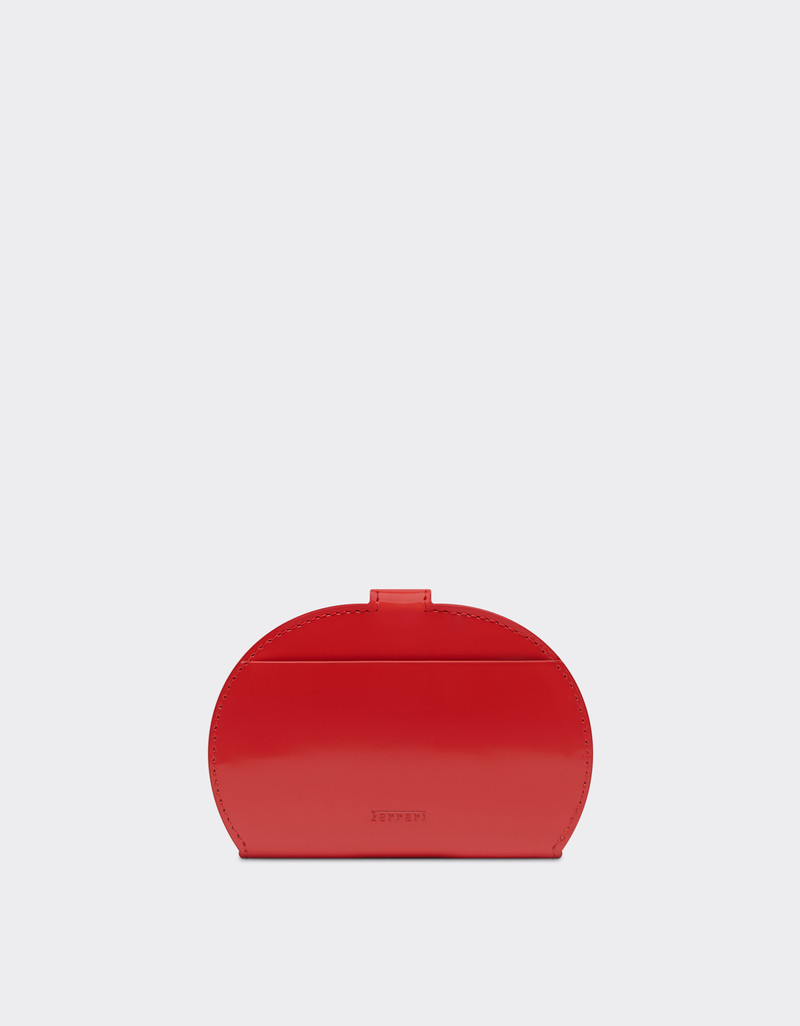 Foldable card holder in glossy brushed leather 3